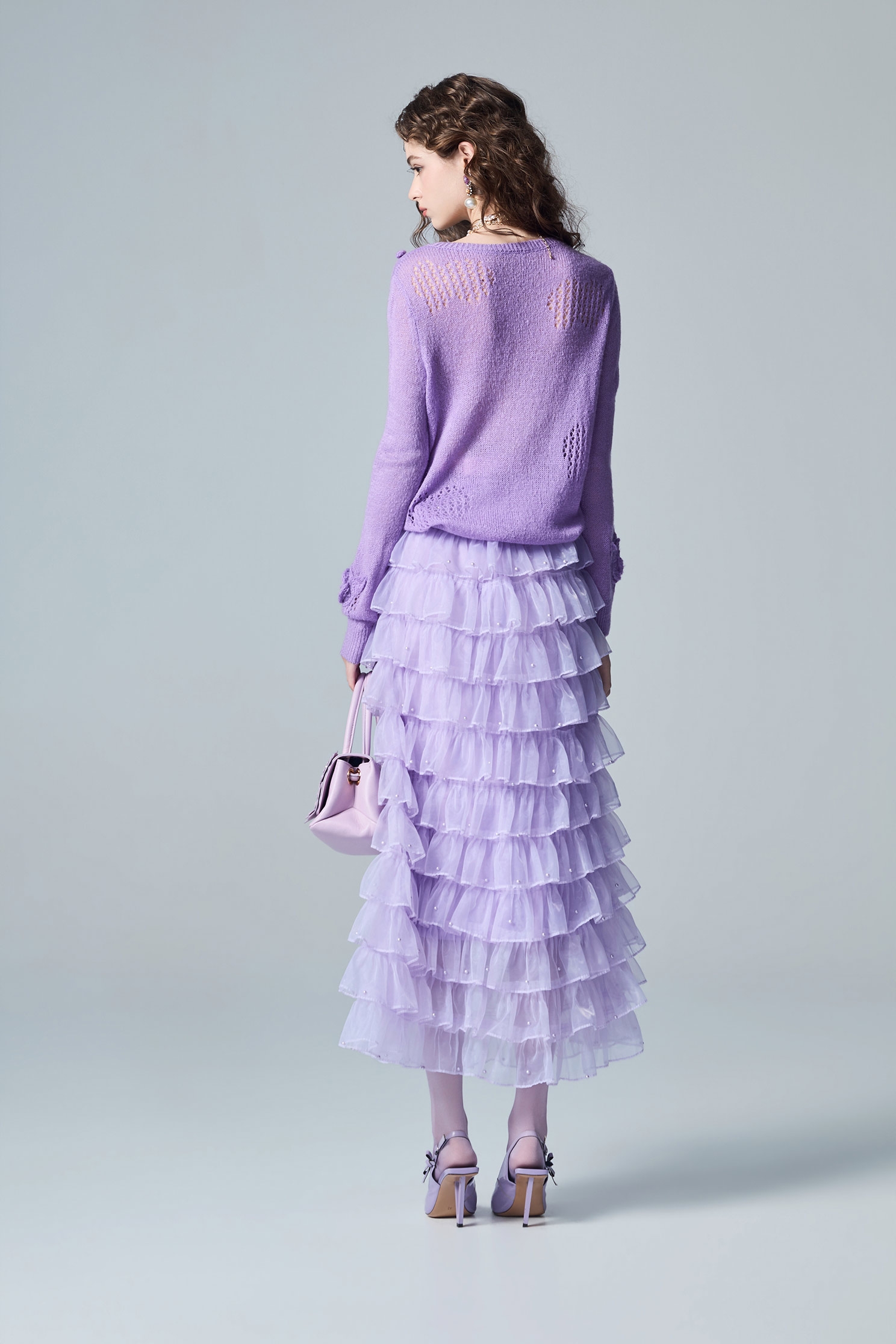 Knitted Floral Detail Purple Knit TopKnitted Floral Detail Purple Knit Top,Tops,Season (AW) Look,Knitted,Knitted tops