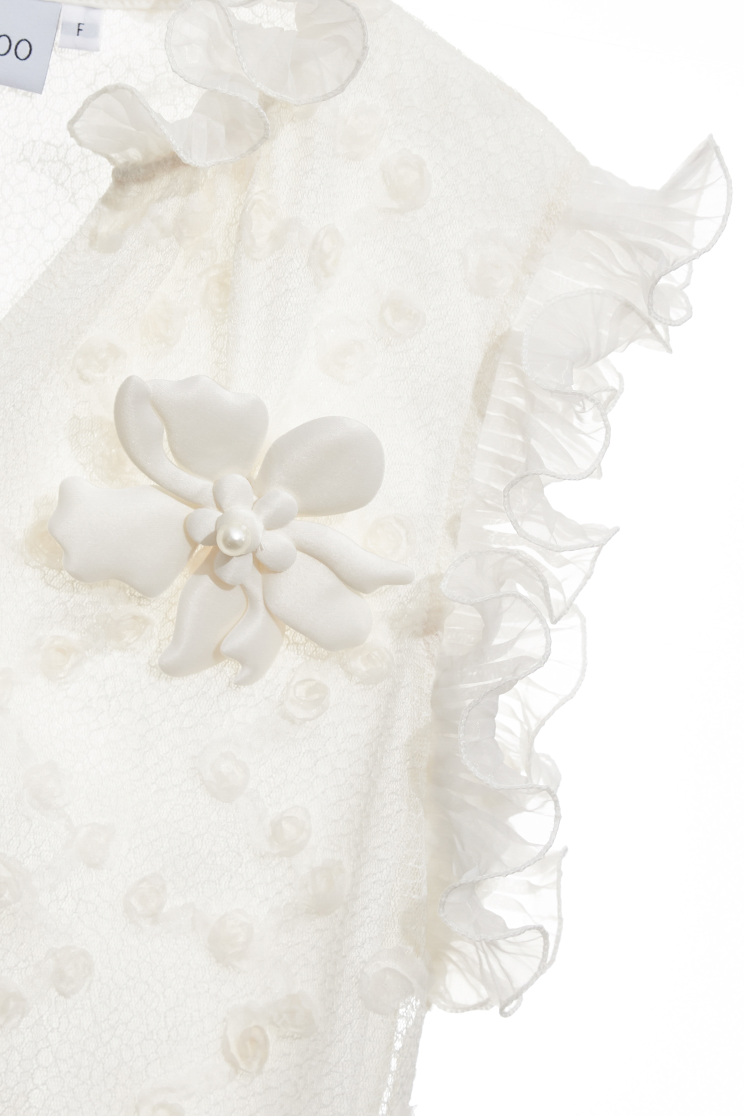 3-D Floral Ruffle Cream Vest3-D Floral Ruffle Cream Vest,sleeveless tops,Tops,Embroidered,White tops,Season (AW) Look,sleeveless tops,Lace,Lace tops,Lace tops