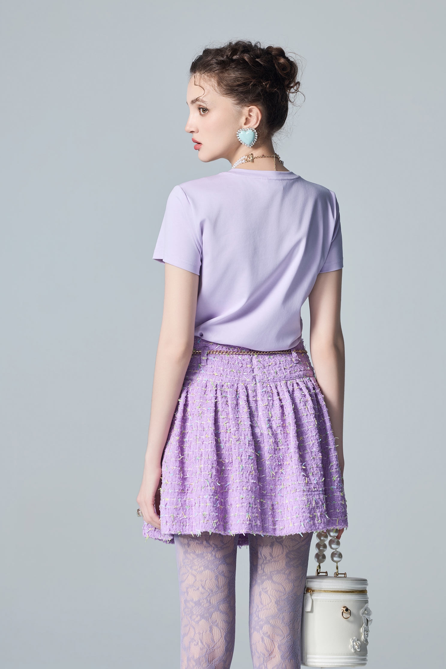 Butterfly Motif Short Sleeve TeeButterfly Motif Short Sleeve Tee,T-shirts,Tops,Embroidered,Round neck tops,pearl,Season (AW) Look