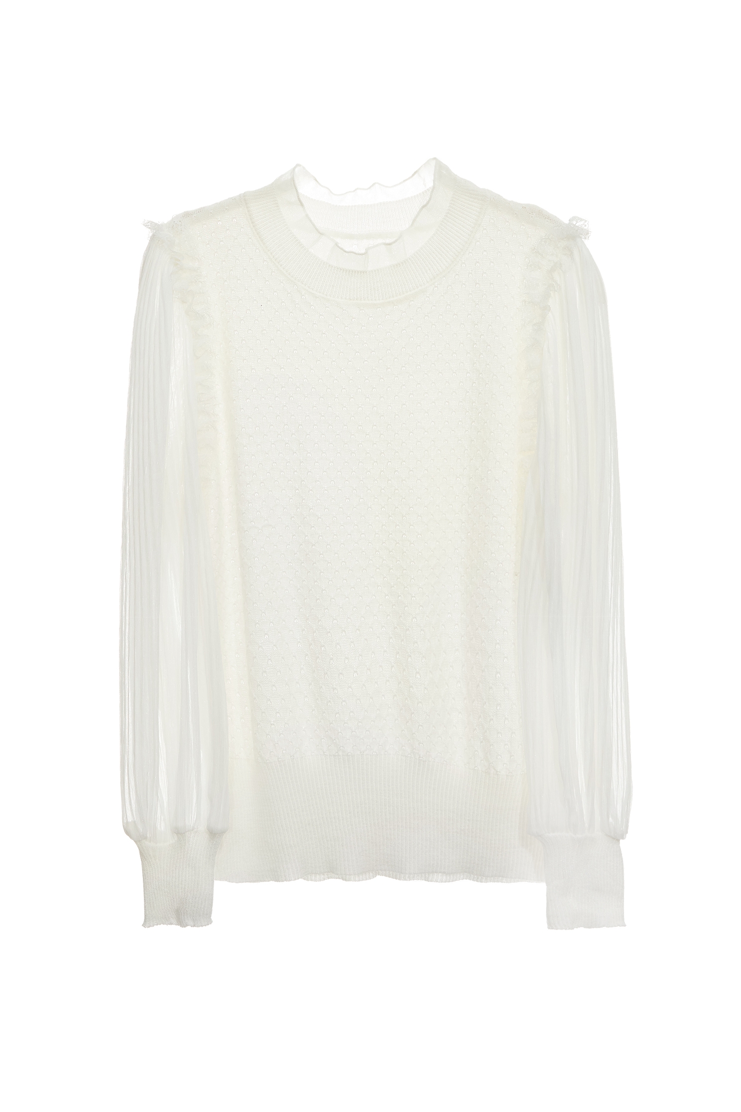 Chiffon Sleeve Knit TopChiffon Sleeve Knit Top,Tops,Season (SS) Look,Lace,Knitted,Knitted tops