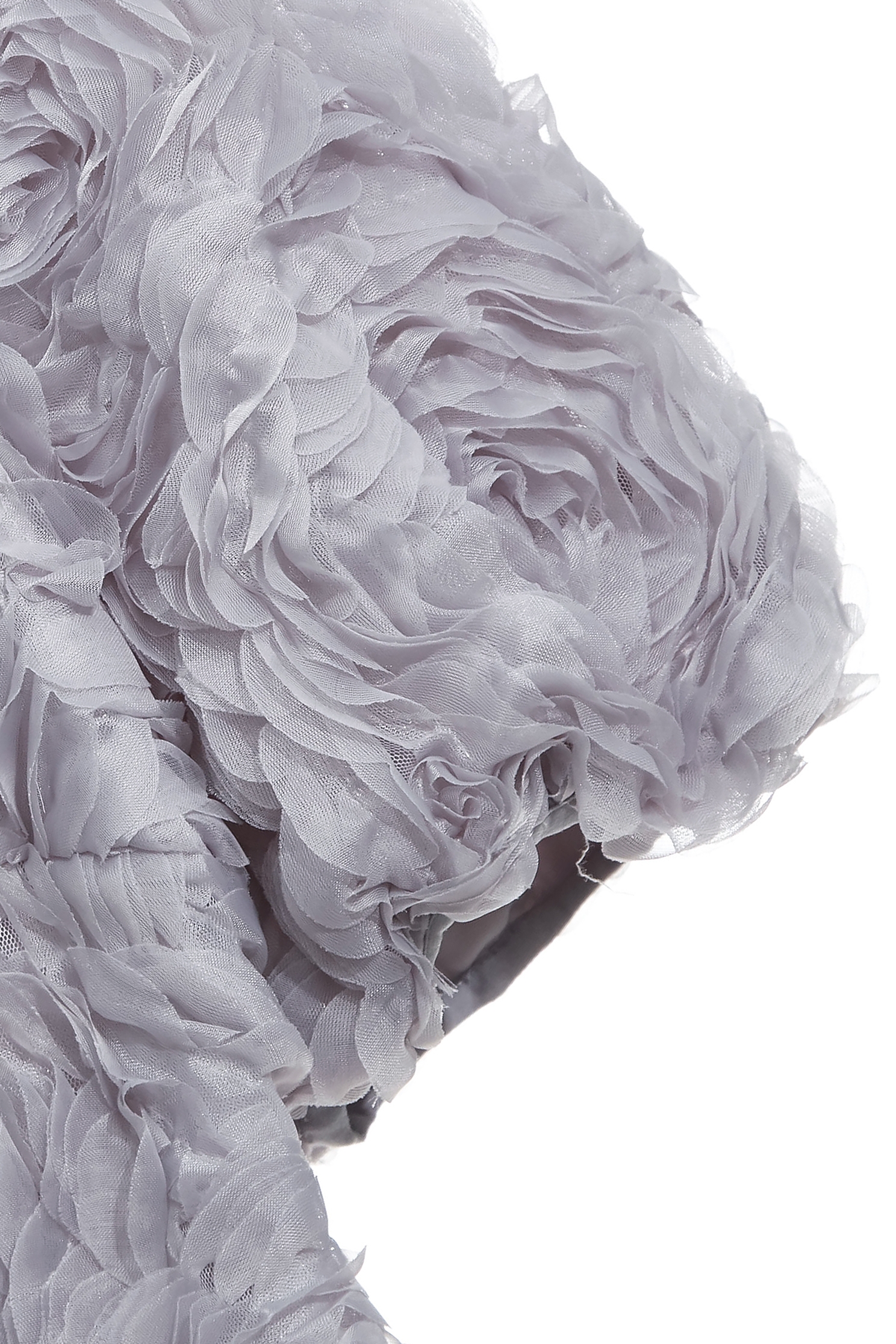 Grey 3-D Rose Detail Puff Sleeve TopGrey 3-D Rose Detail Puff Sleeve Top,Tops,Season (AW) Look,Mesh fabric