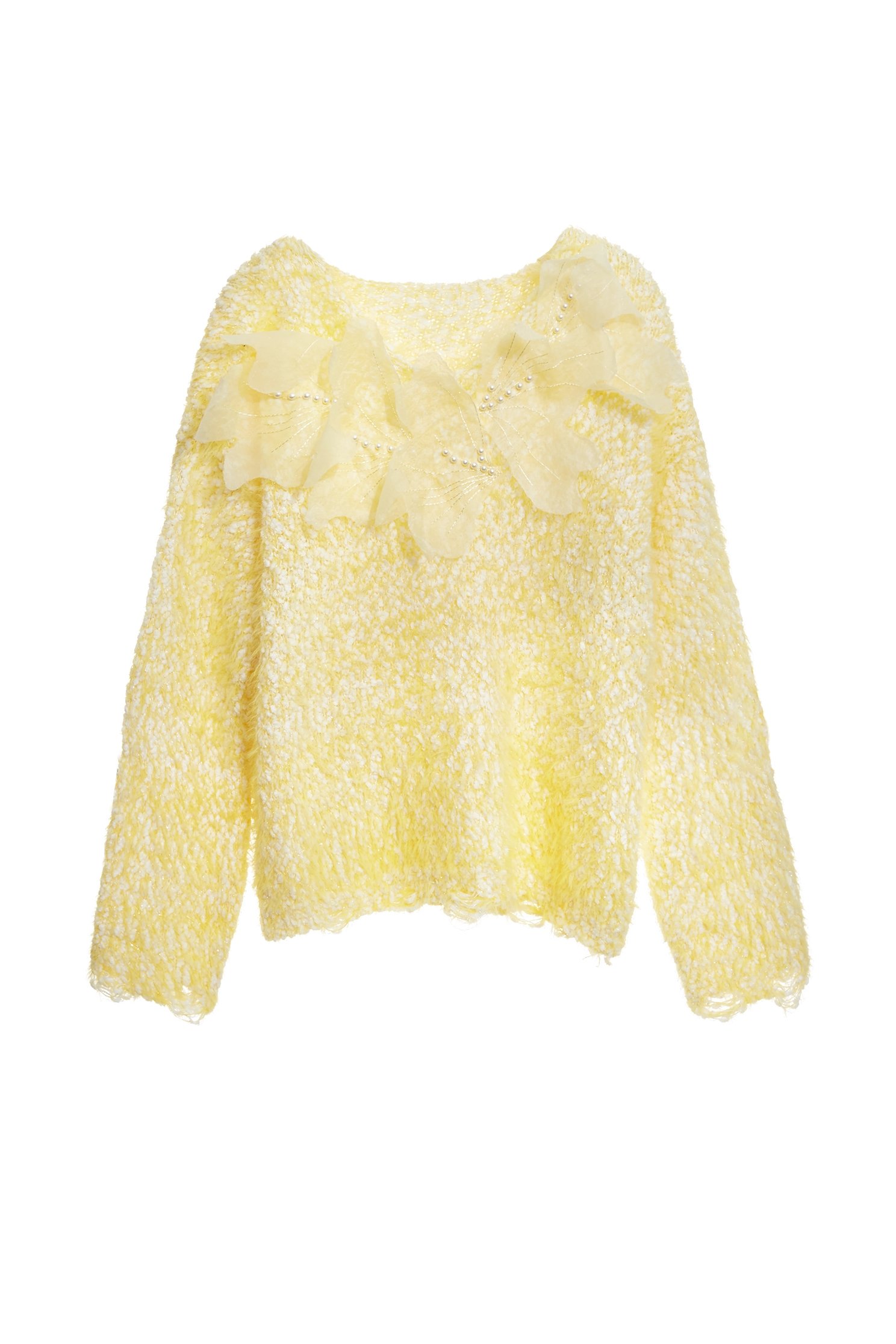 3-D Floral Yellow Knit Top3-D Floral Yellow Knit Top,Tops,pearl,Season (AW) Look,Knitted,Knitted tops