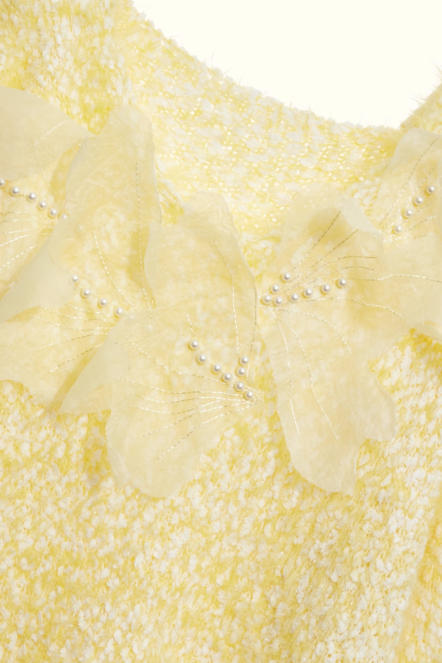3-D Floral Yellow Knit Top3-D Floral Yellow Knit Top,Tops,pearl,Season (AW) Look,Knitted,Knitted tops
