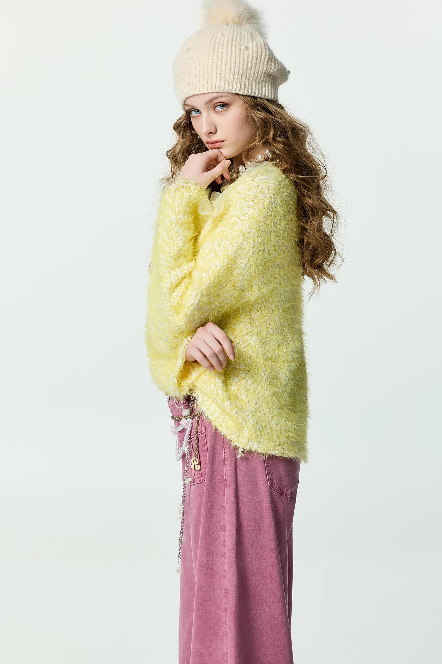 3-D Floral Yellow Knit Top3-D Floral Yellow Knit Top,Tops,pearl,Season (AW) Look,Knitted,Knitted tops