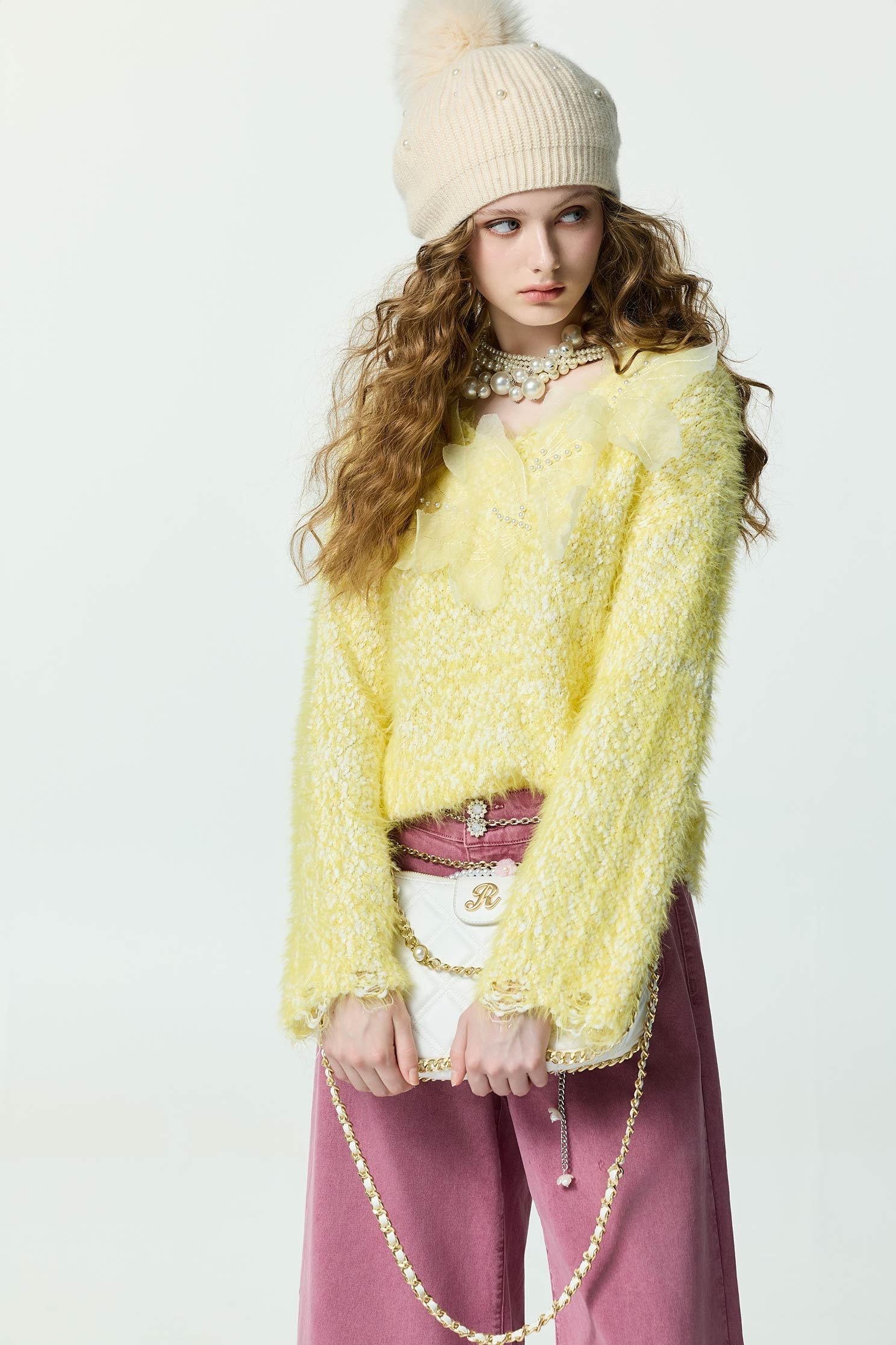 3-D Floral Yellow Knit Top3-D Floral Yellow Knit Top,Tops,pearl,Season (AW) Look,Knitted,Knitted tops