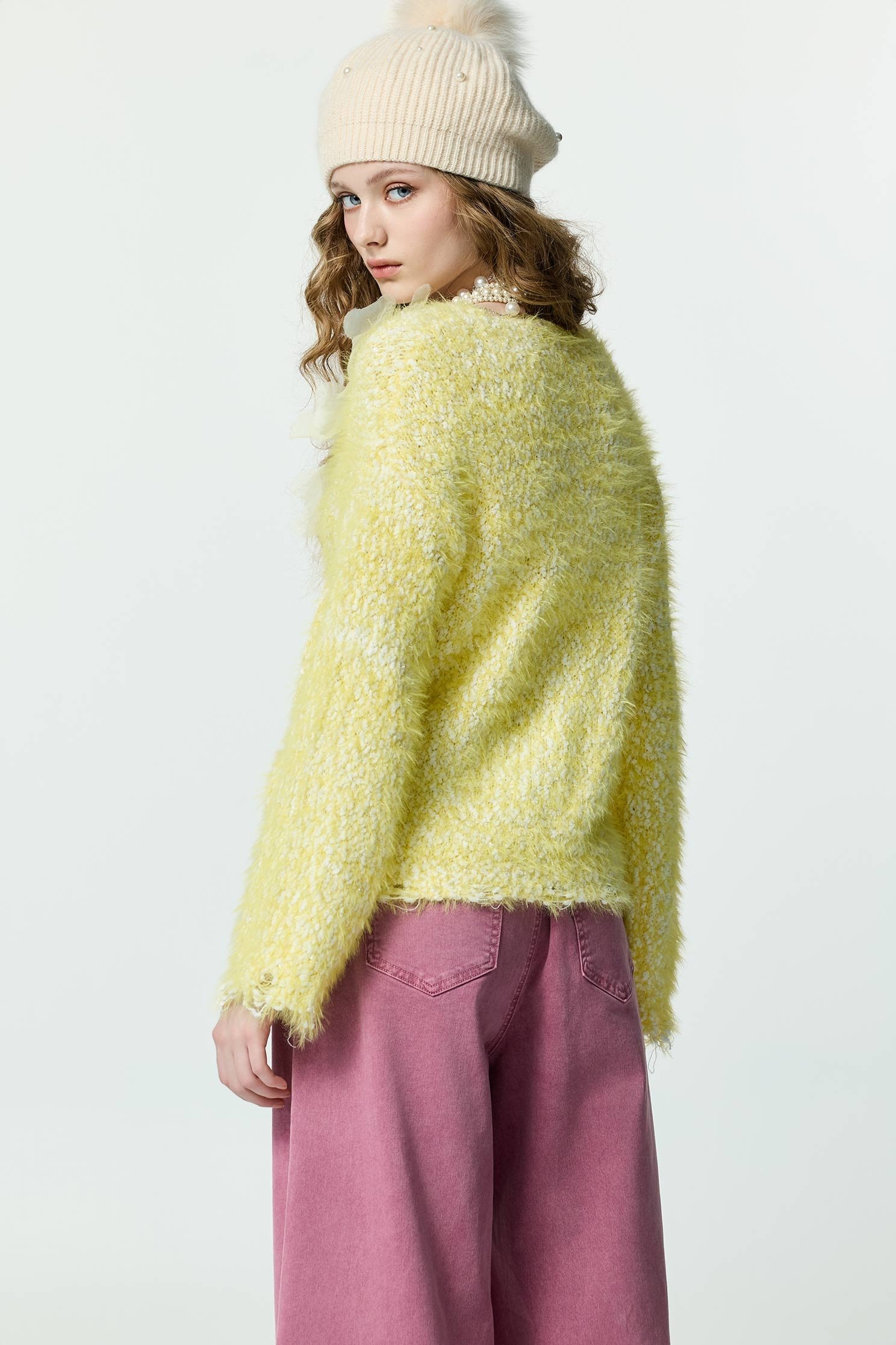 3-D Floral Yellow Knit Top3-D Floral Yellow Knit Top,Tops,pearl,Season (AW) Look,Knitted,Knitted tops
