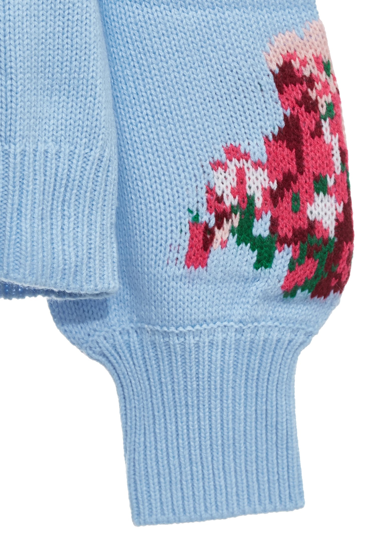 Floral Graphic Blue Knit TopFloral Graphic Blue Knit Top,Tops,Season (AW) Look,Knitted,Knitted tops