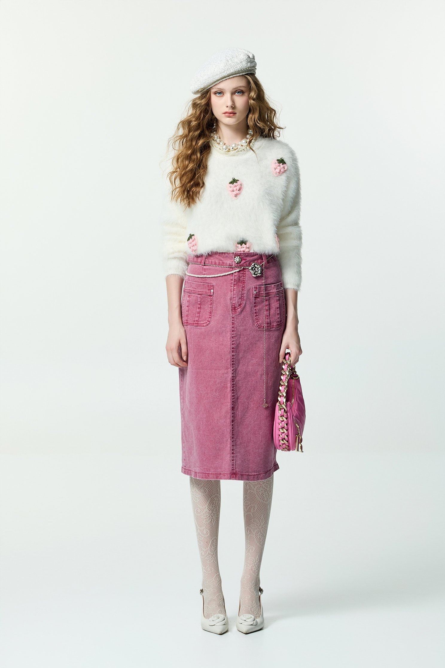 Straberry Motif Knit TopStraberry Motif Knit Top,Tops,White tops,Season (AW) Look,Knitted,Knitted tops