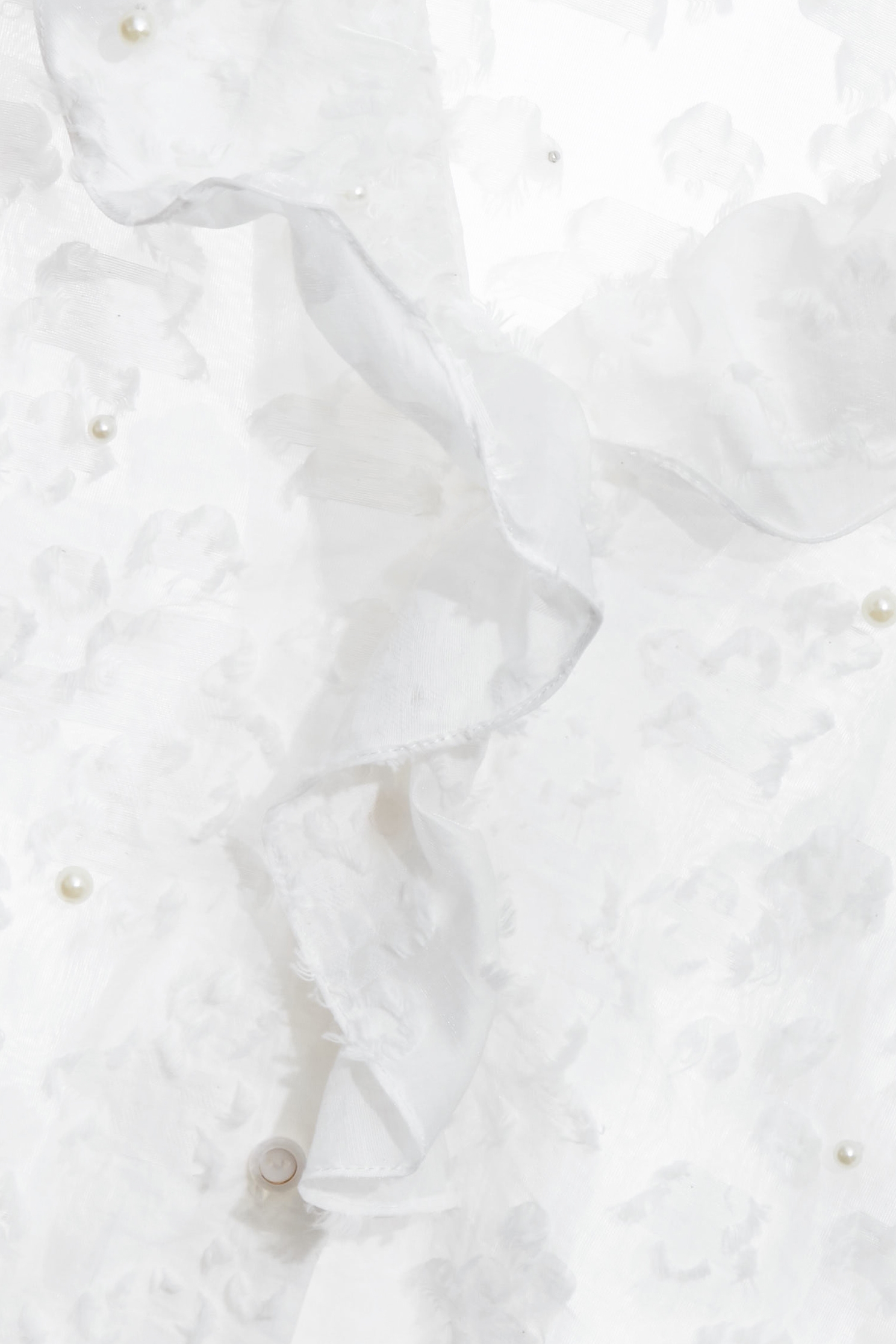 3-D Floral Ruffle Detail Long Sleeve Top3-D Floral Ruffle Detail Long Sleeve Top,Tops,pearl,White tops,Season (AW) Look