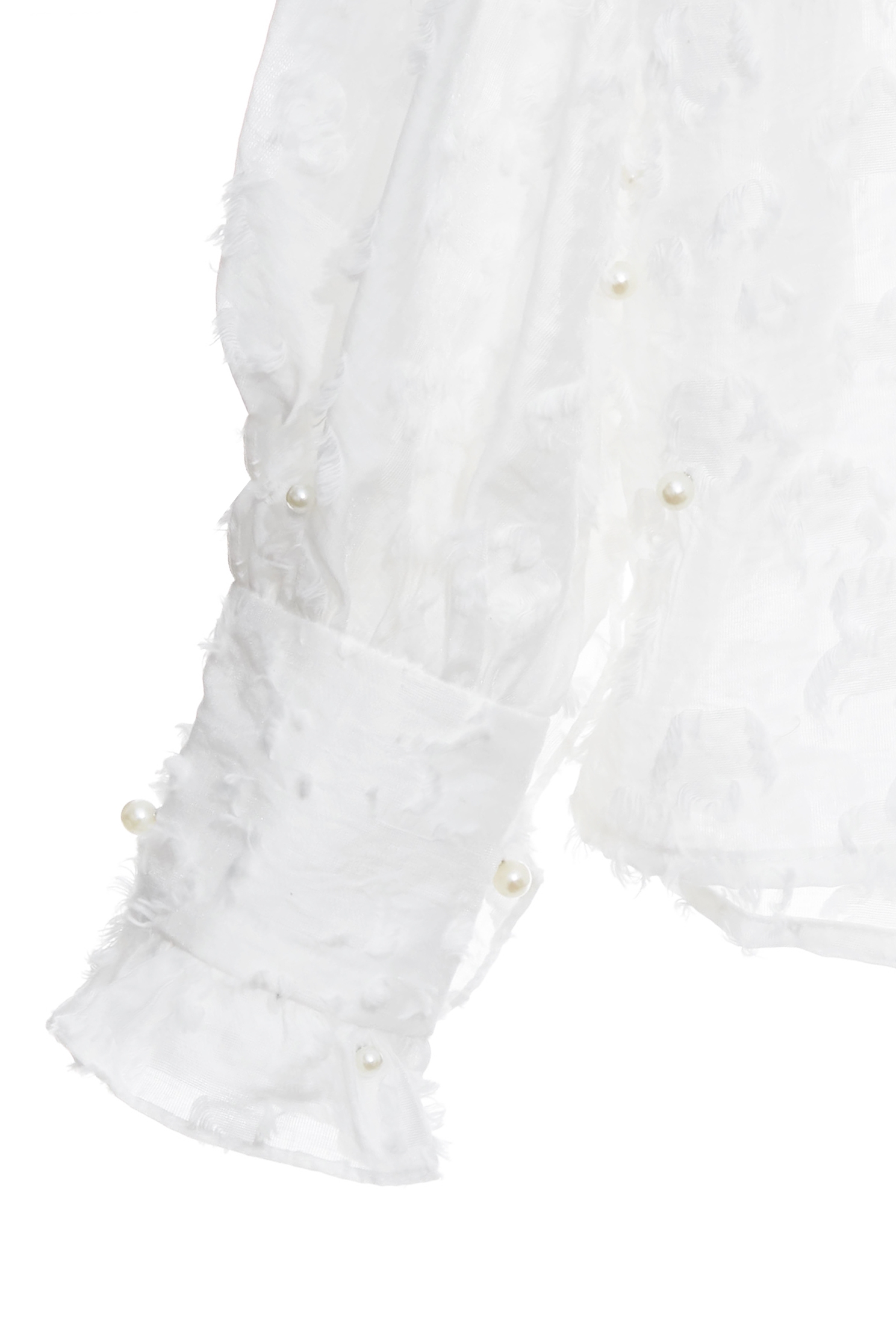 3-D Floral Ruffle Detail Long Sleeve Top3-D Floral Ruffle Detail Long Sleeve Top,Tops,pearl,White tops,Season (AW) Look