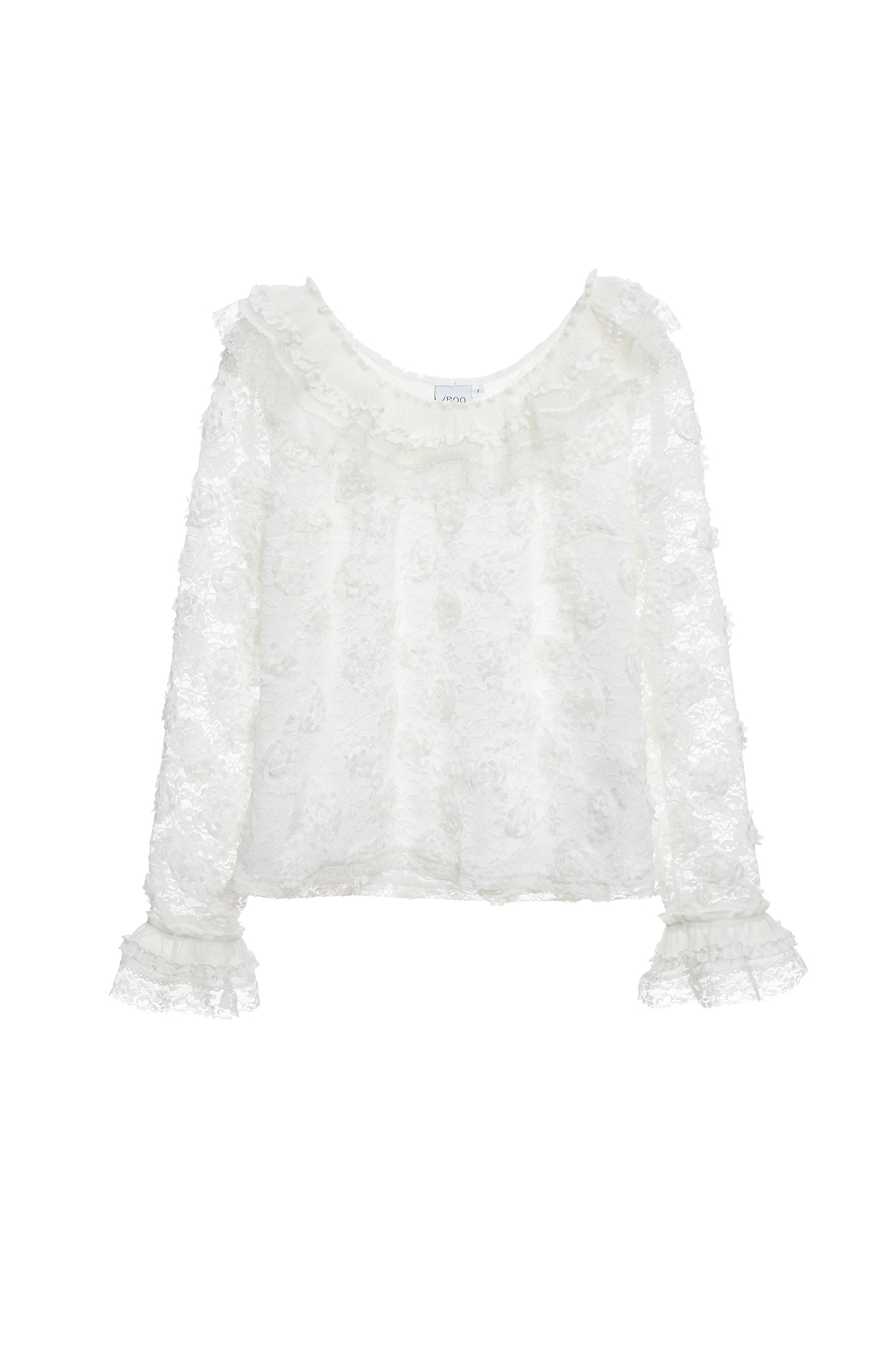 Ruffle neckline Lace TopRuffle neckline Lace Top,Tops,White tops,Season (AW) Look,Lace,Lace tops
