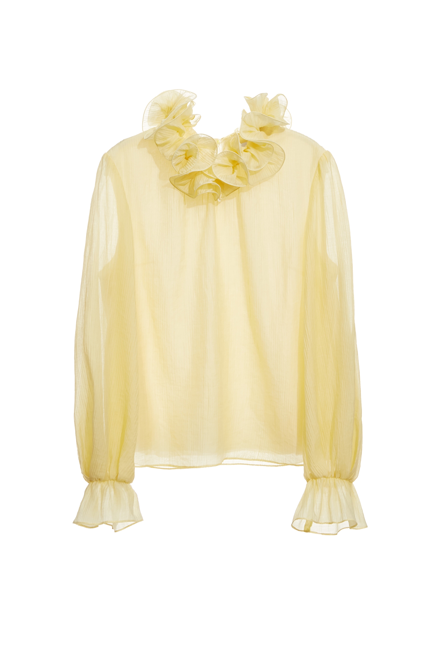 Ruffle Collar Chiffon Yellow TopRuffle Collar Chiffon Yellow Top,Tops,Season (AW) Look