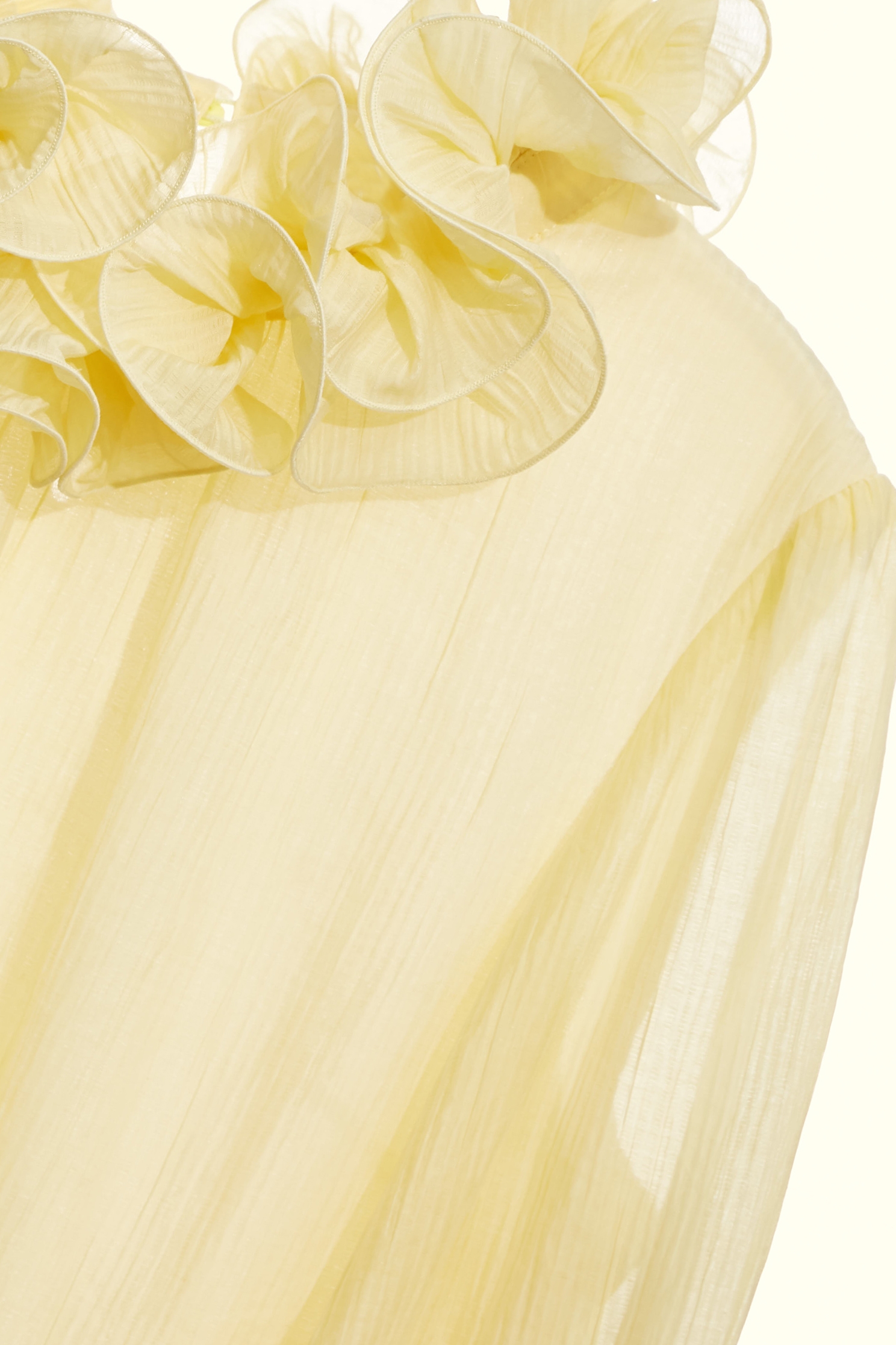 Ruffle Collar Chiffon Yellow TopRuffle Collar Chiffon Yellow Top,Tops,Season (AW) Look