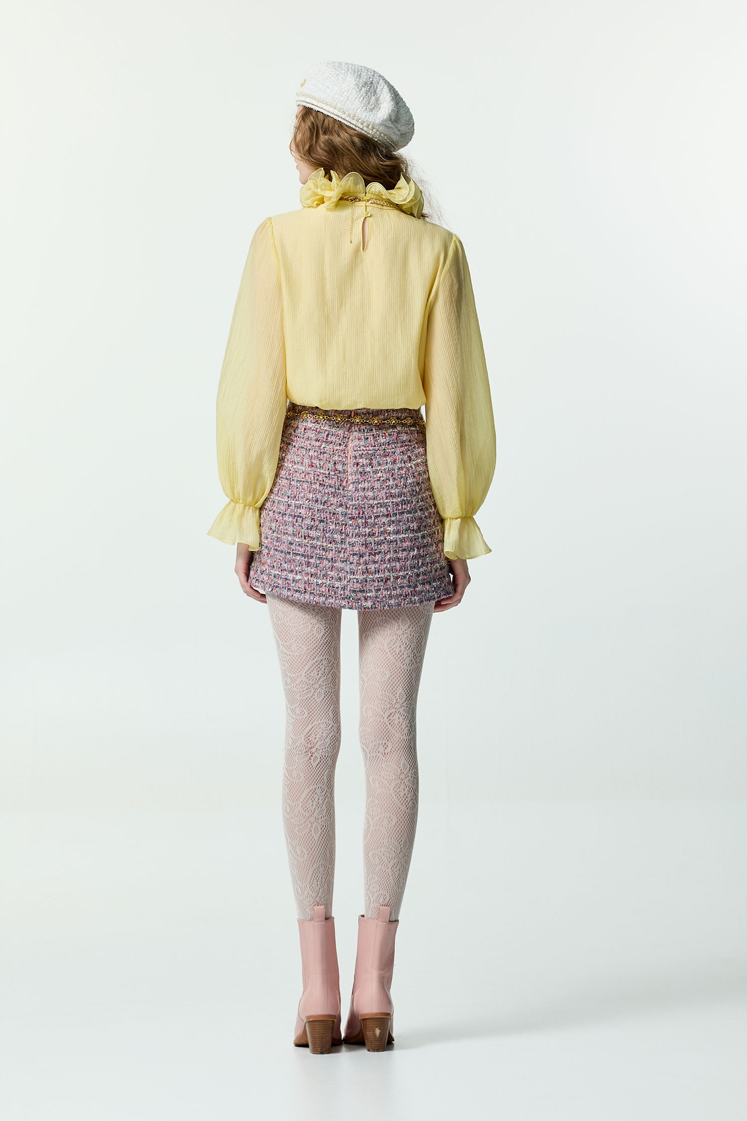 Ruffle Collar Chiffon Yellow TopRuffle Collar Chiffon Yellow Top,Tops,Season (AW) Look