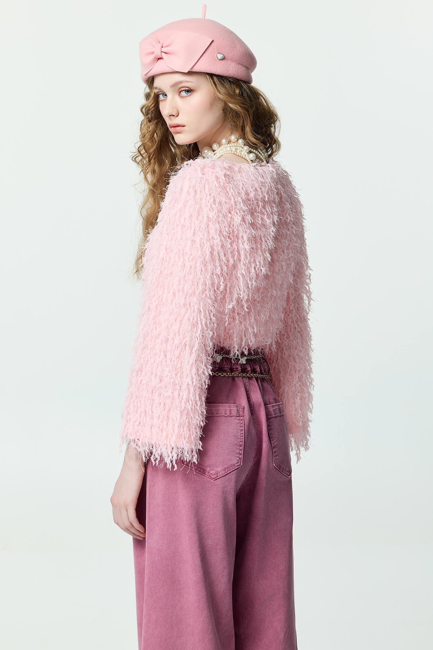 V-neck Pink Fringe TopV-neck Pink Fringe Top,Tops,Season (AW) Look