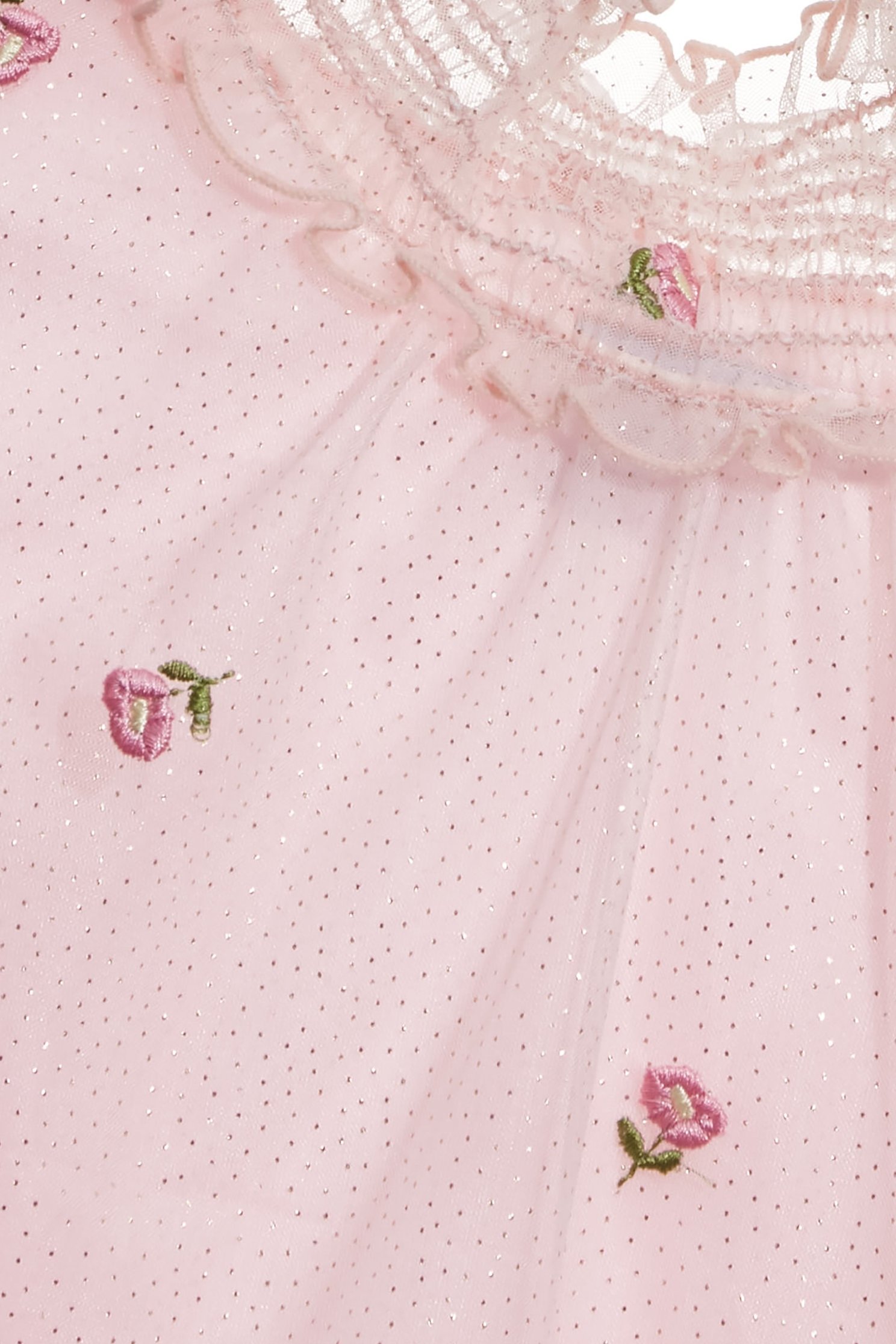 Floral Embroidery Pink Mesh TopFloral Embroidery Pink Mesh Top,Tops,Embroidered,Season (AW) Look