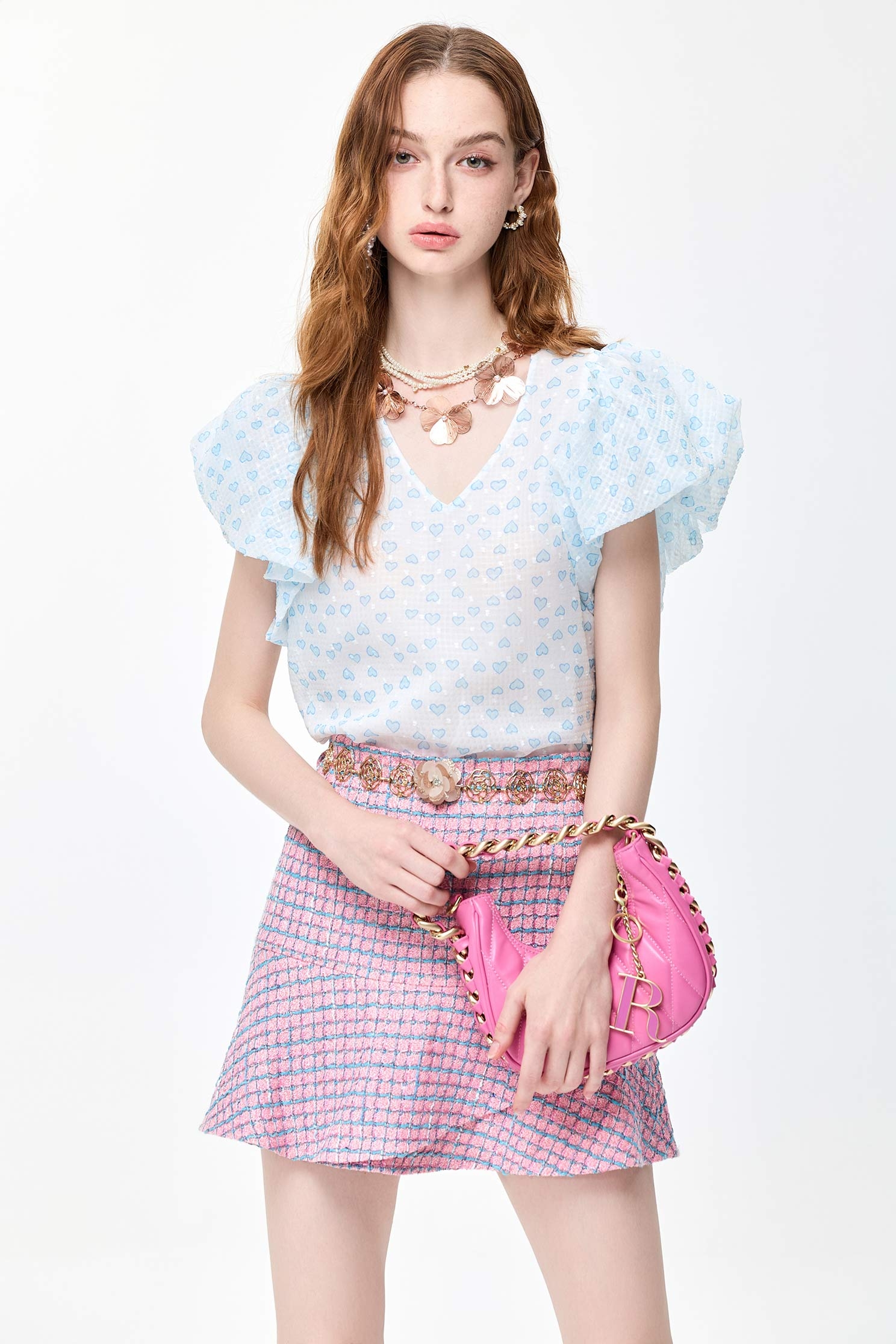 Heart Printed Puff Sleeve TopHeart Printed Puff Sleeve Top,Tops,Season (SS) Look
