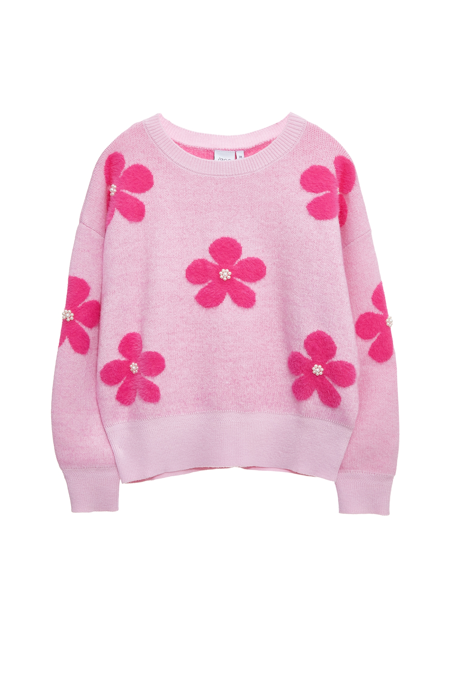 Pink Floral Long Sleeve Knit TopPink Floral Long Sleeve Knit Top,Tops,Season (SS) Look,pearl,Knitted,Knitted tops