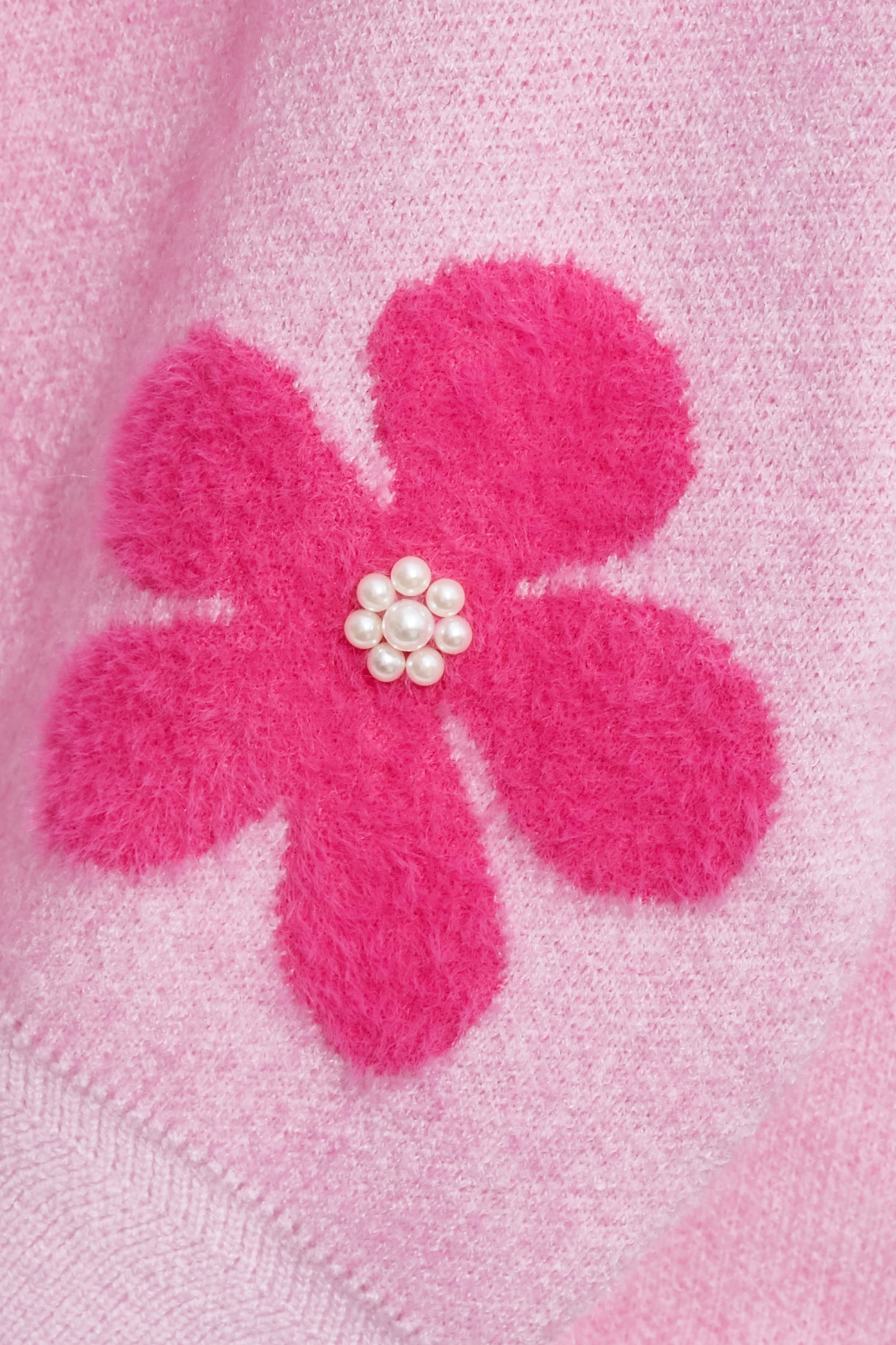 Pink Floral Long Sleeve Knit TopPink Floral Long Sleeve Knit Top,Tops,Season (SS) Look,pearl,Knitted,Knitted tops