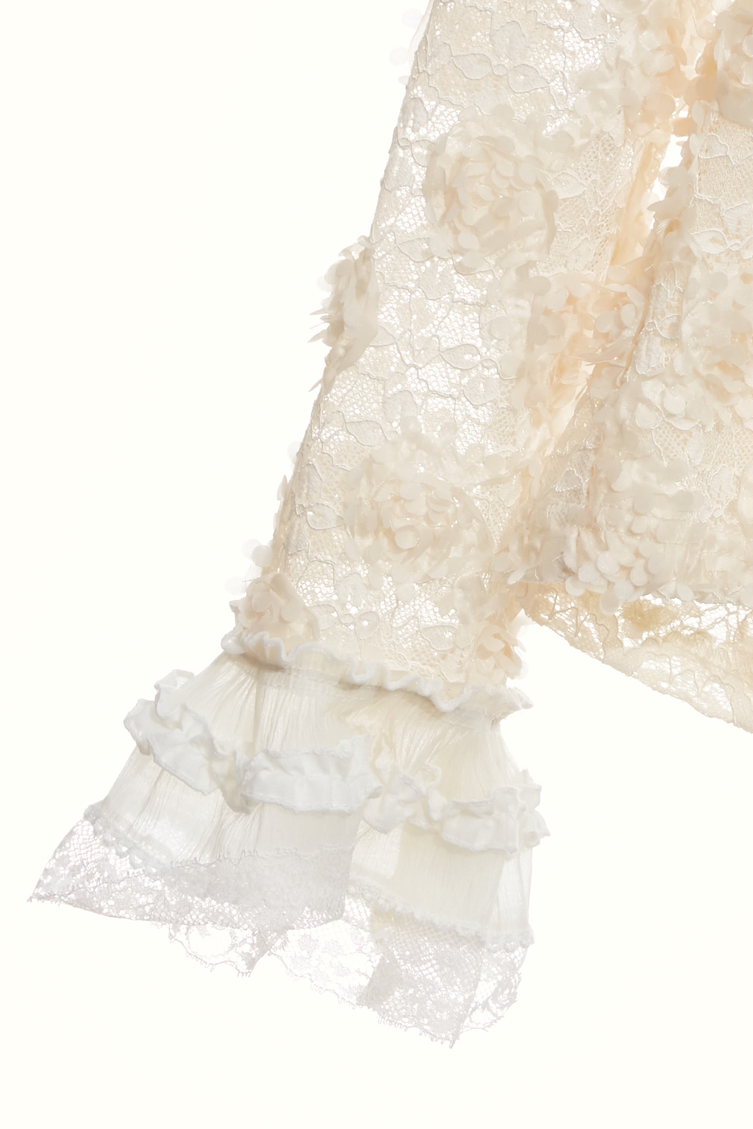 Ruffle neckline Cream Lace TopRuffle neckline Cream Lace Top,Tops,Season (SS) Look,Lace,Lace tops