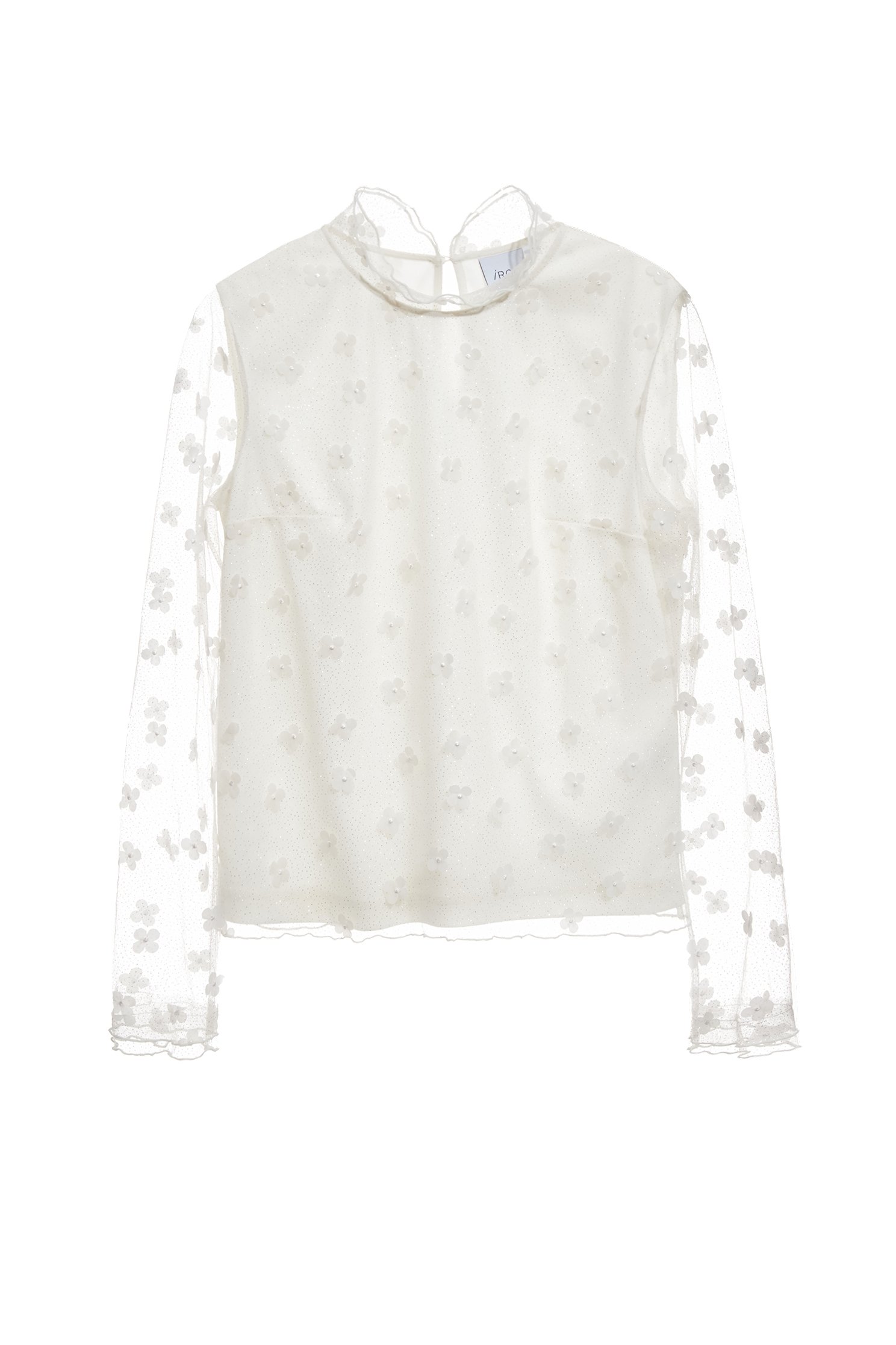 3-D Floral Sequin Mesh Top3-D Floral Sequin Mesh Top,Tops,Under shirts,Season (SS) Look,pearl,Mesh fabric