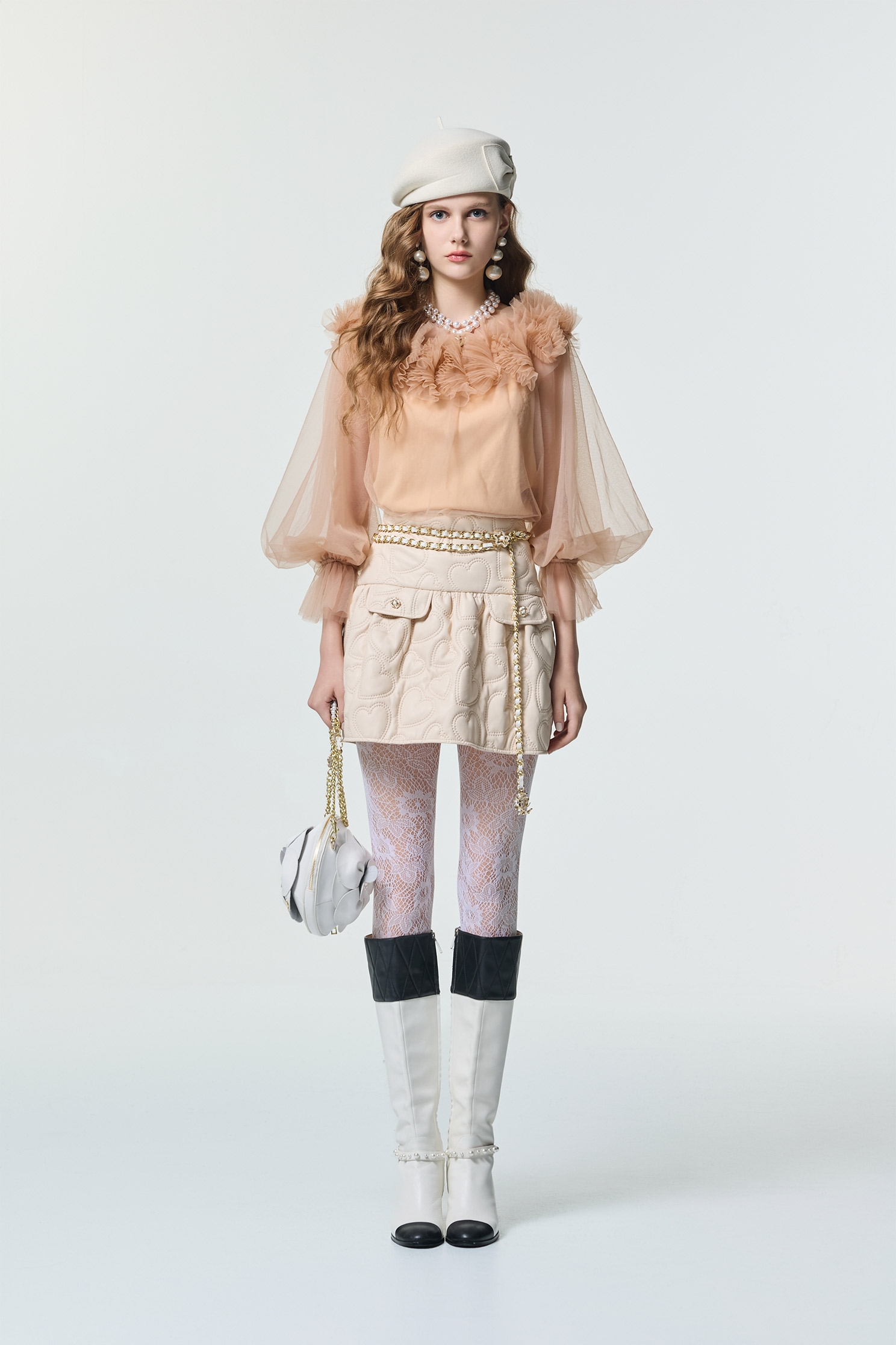 Light Caramel Pleated Ruffle Detail TopLight Caramel Pleated Ruffle Detail Top,Exposed shoulders tops,Tops,Exposed shoulders tops,Season (SS) Look