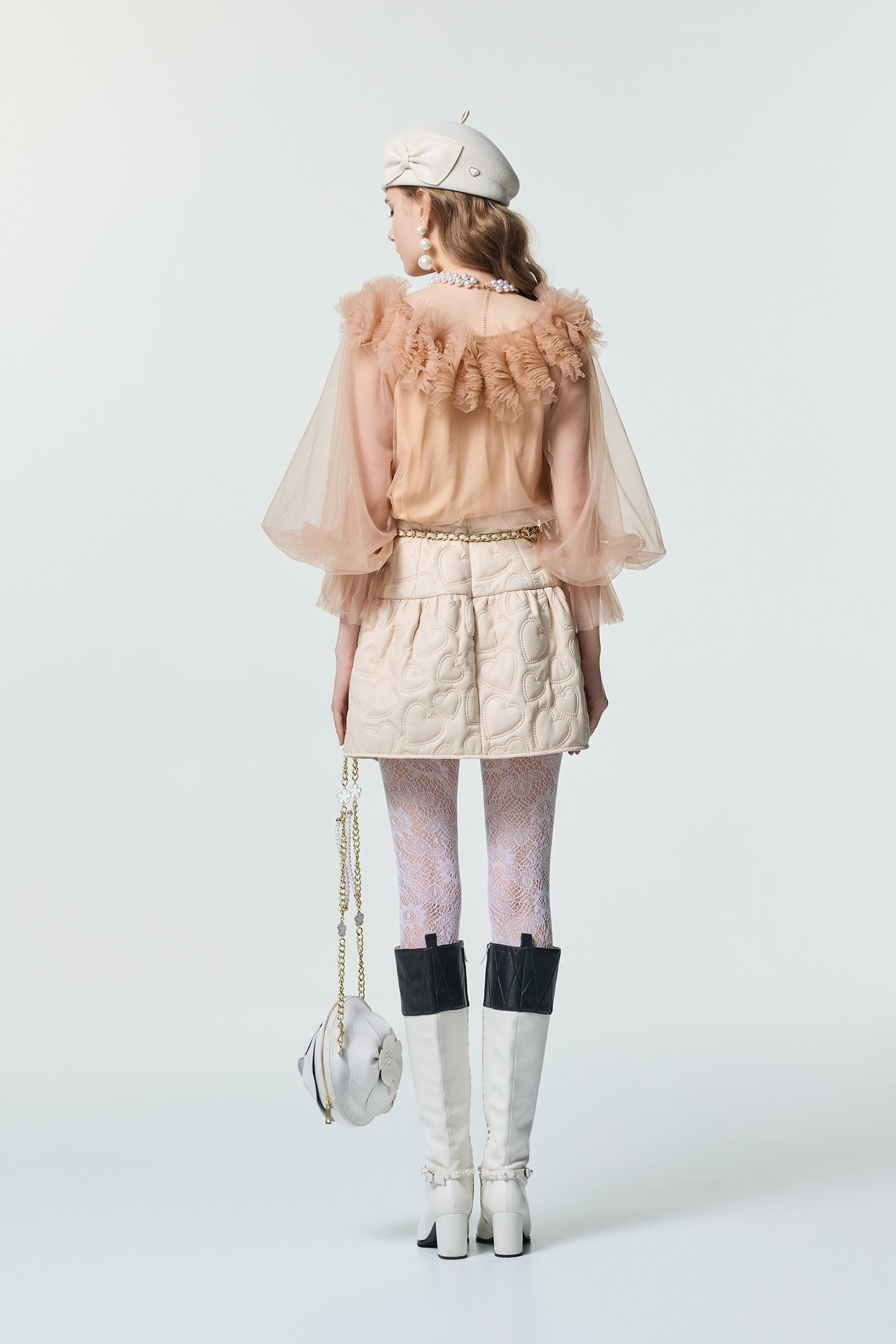 Light Caramel Pleated Ruffle Detail TopLight Caramel Pleated Ruffle Detail Top,Exposed shoulders tops,Tops,Exposed shoulders tops,Season (SS) Look