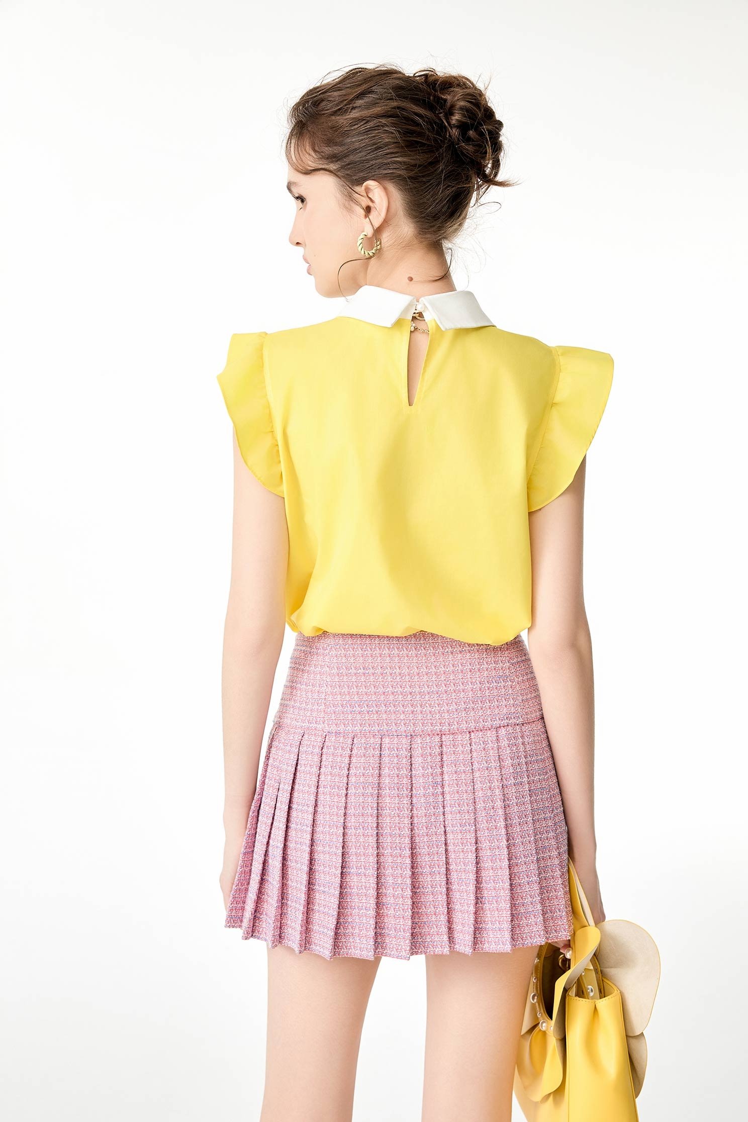 Ruffle Detail Yellow TopRuffle Detail Yellow Top,Tops,Season (SS) Look,pearl