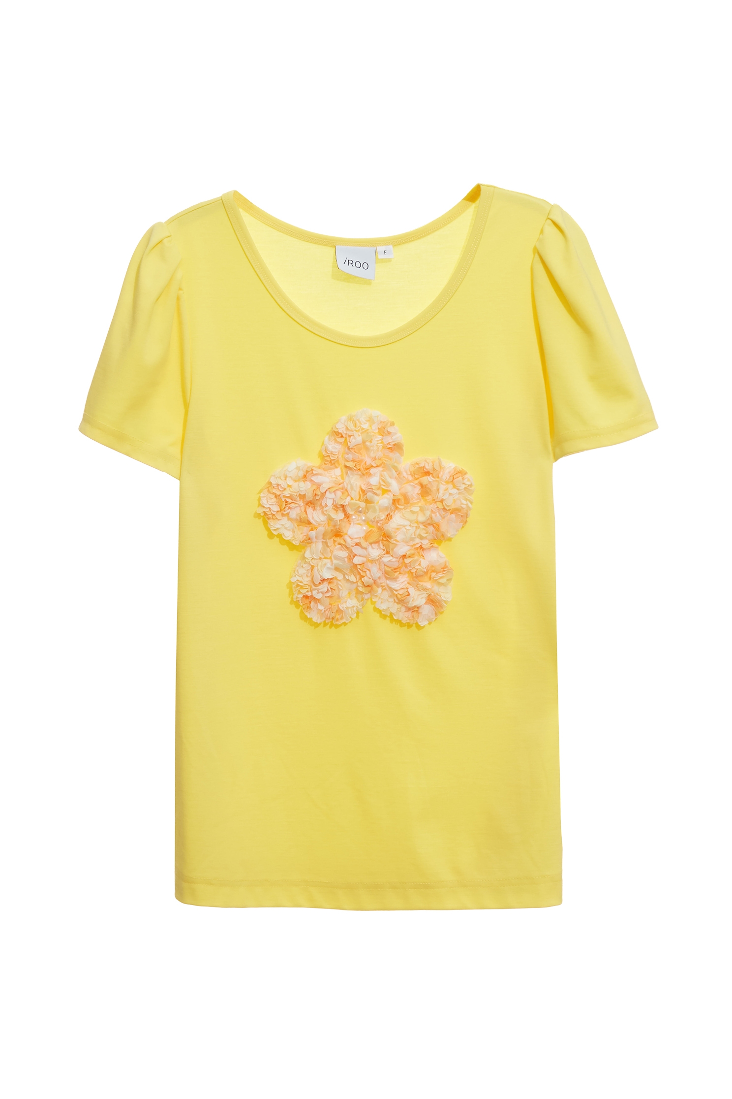3-D Floral Detail Short Sleeve Tee3-D Floral Detail Short Sleeve Tee,T-shirts,Tops,Season (SS) Look