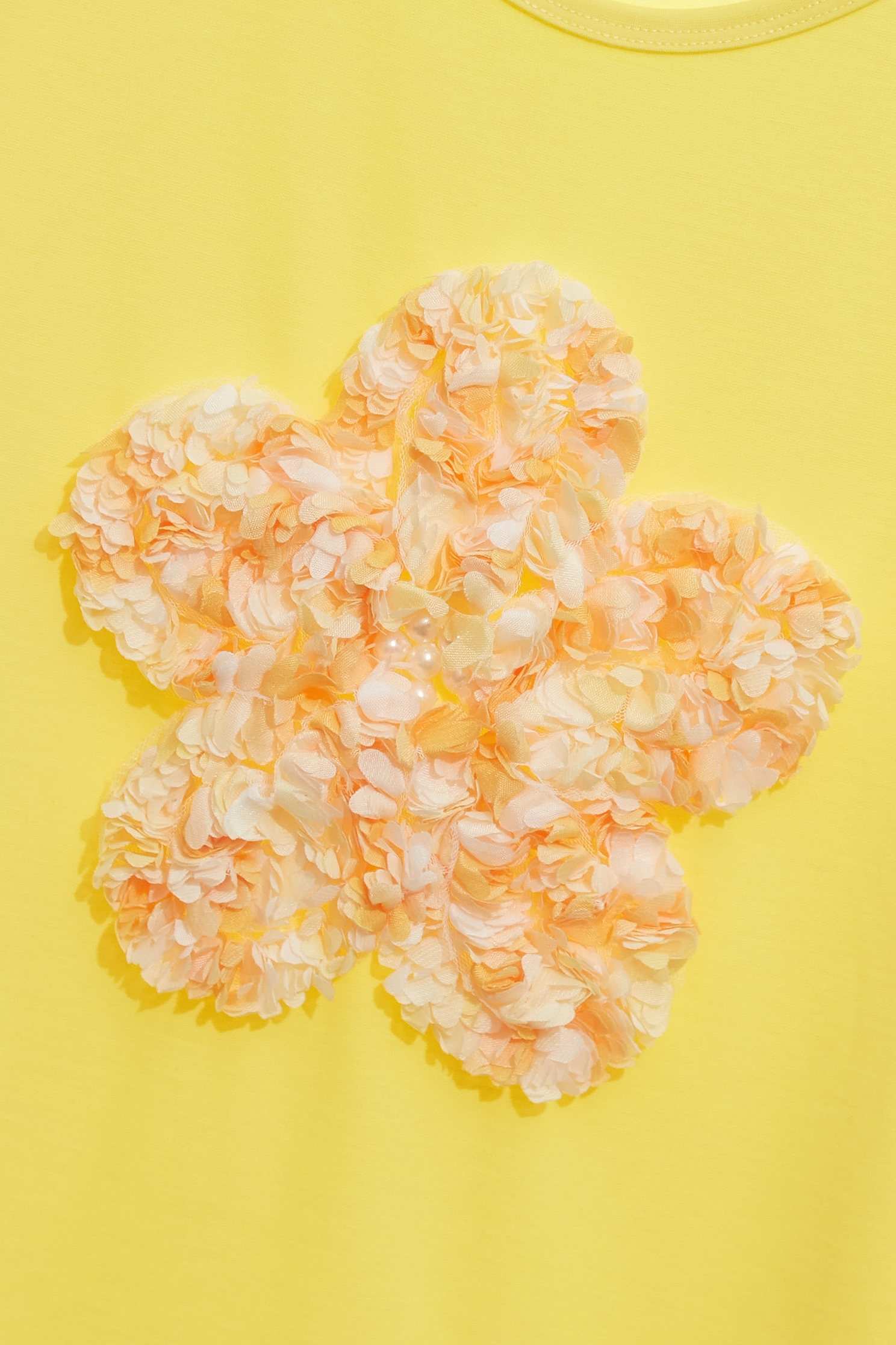 3-D Floral Detail Short Sleeve Tee3-D Floral Detail Short Sleeve Tee,T-shirts,Tops,Season (SS) Look