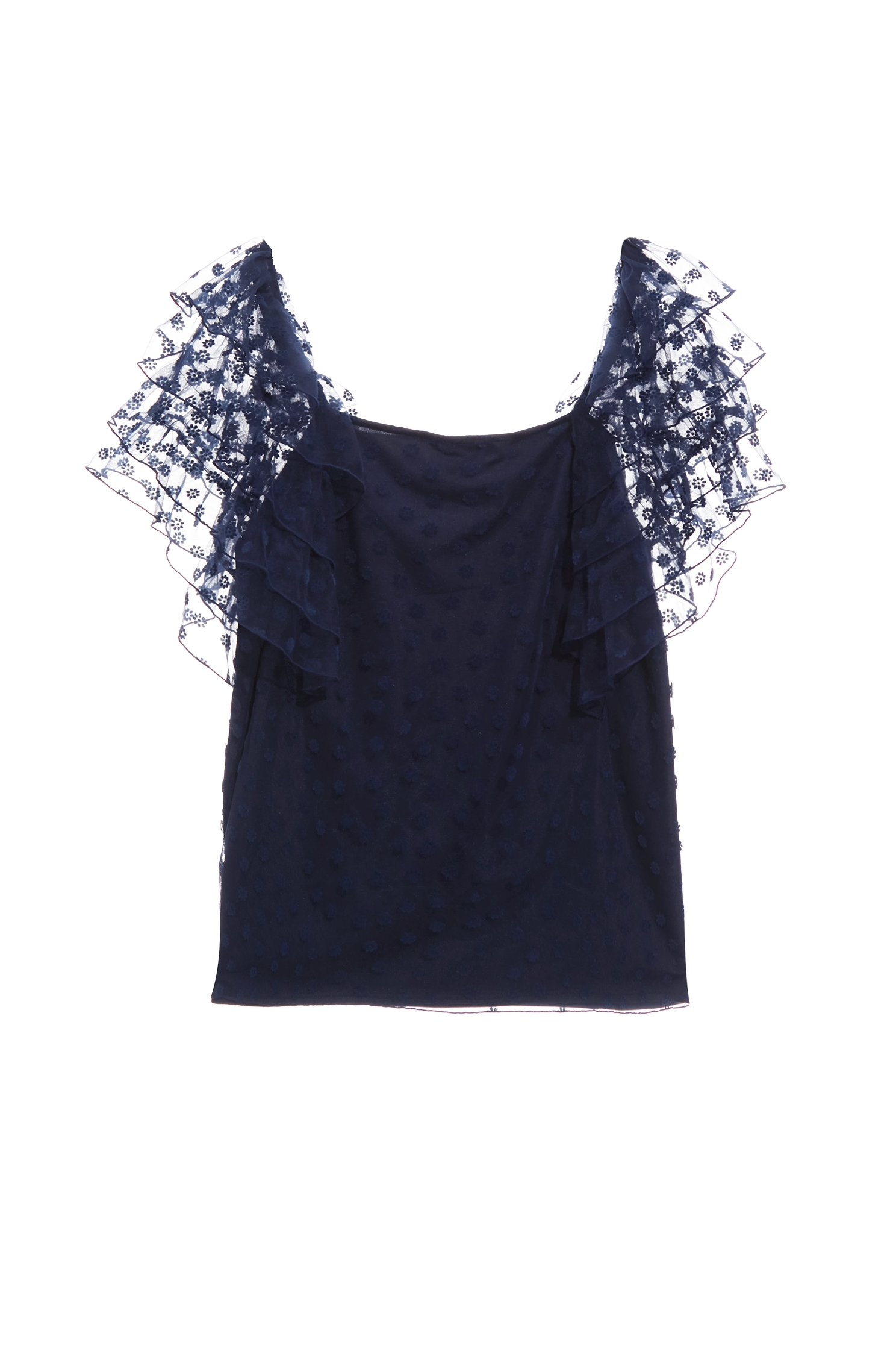 Layered Ruffle Sleeve Navy TopLayered Ruffle Sleeve Navy Top,Tops,Season (SS) Look