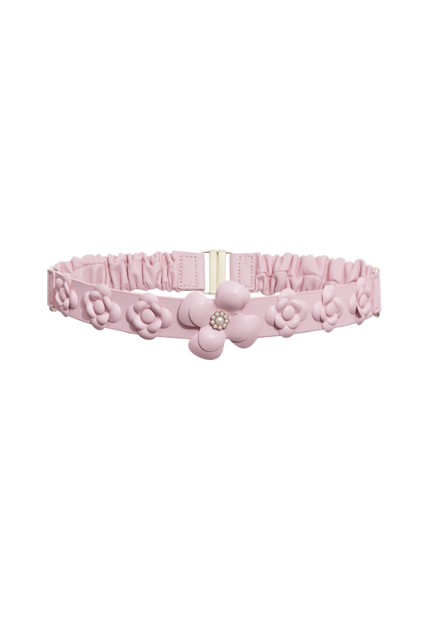 3-D Floral Detail Leather Belt3-D Floral Detail Leather Belt,Season (SS) Look,pearl,Belts,Leather
