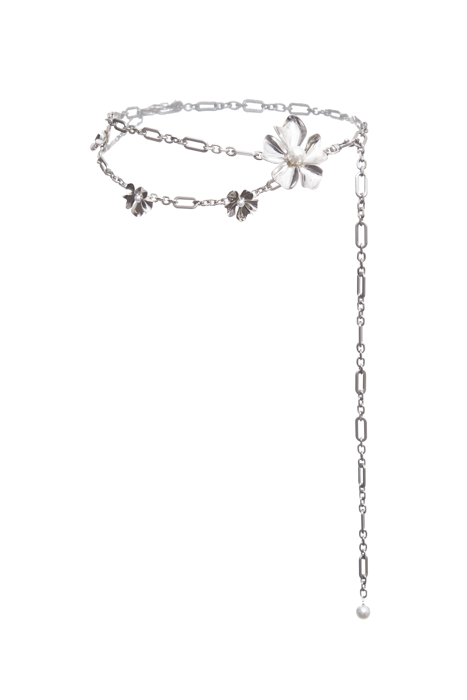 Floral Detail Waist Chain BeltFloral Detail Waist Chain Belt,Season (SS) Look,pearl