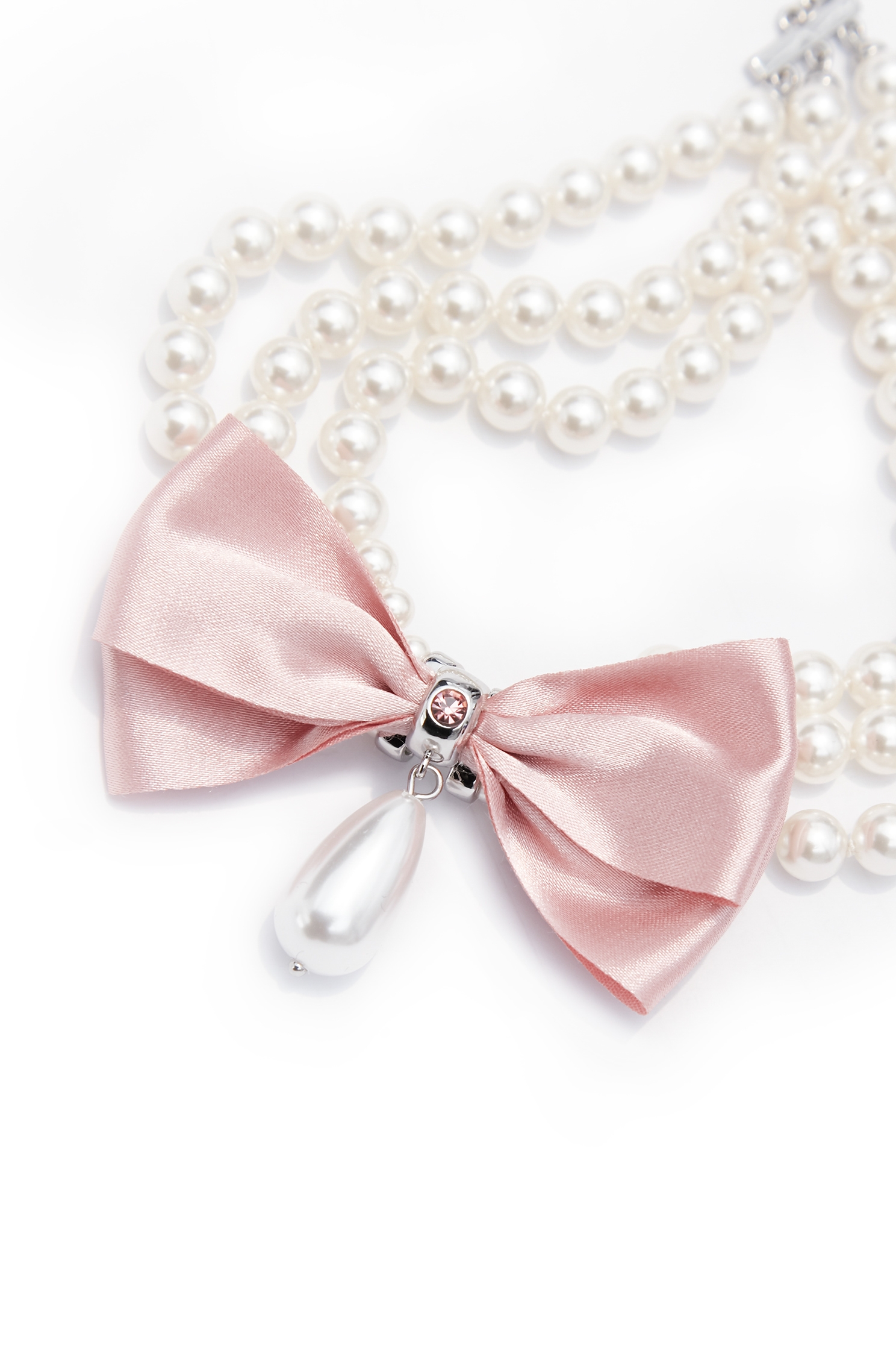 Bow Pendant Classic Pearl NecklaceBow Pendant Classic Pearl Necklace,Season (SS) Look,pearl,bows,Necklaces