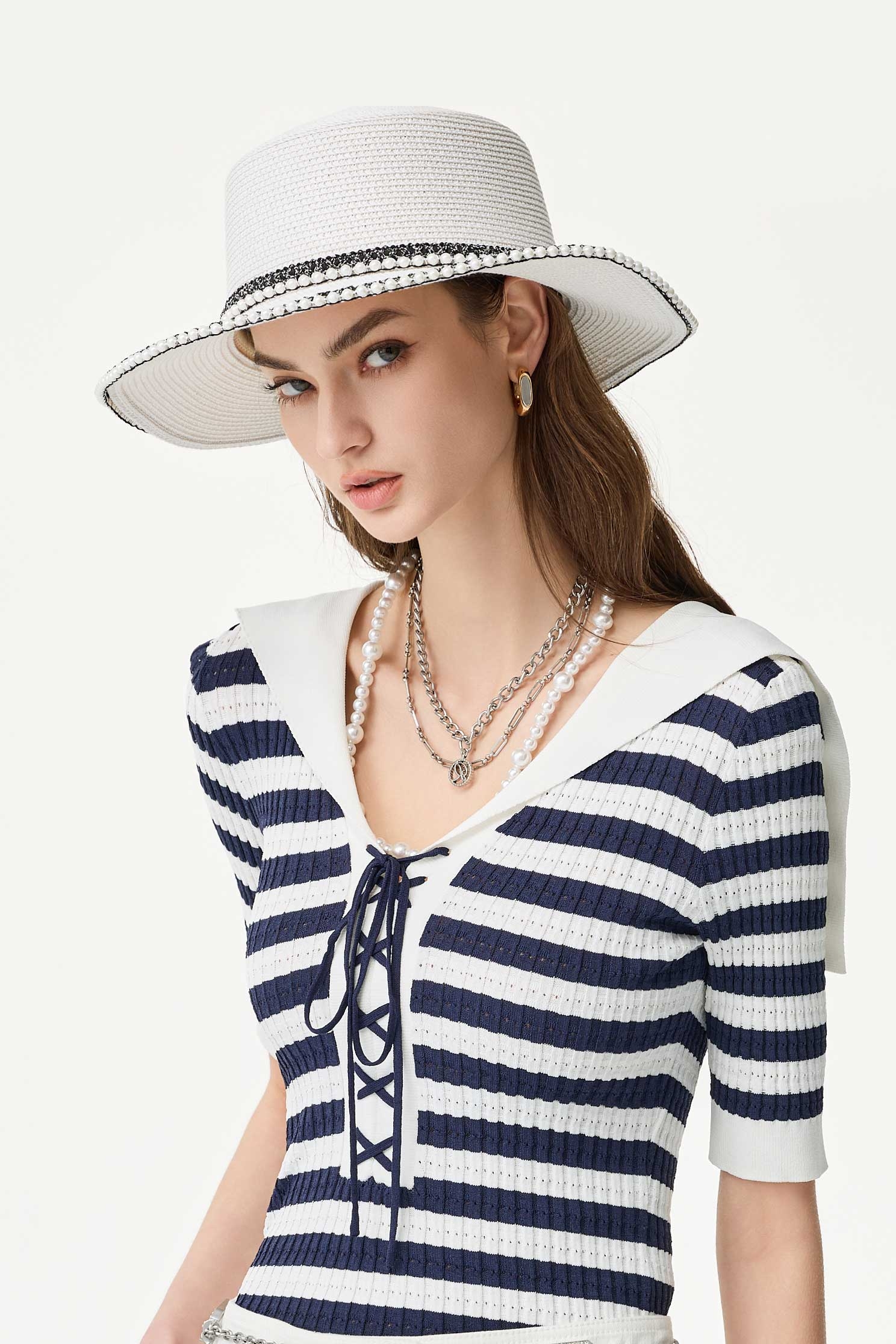 Classic Pearl Detail Braided HatClassic Pearl Detail Braided Hat,Season (SS) Look,pearl
