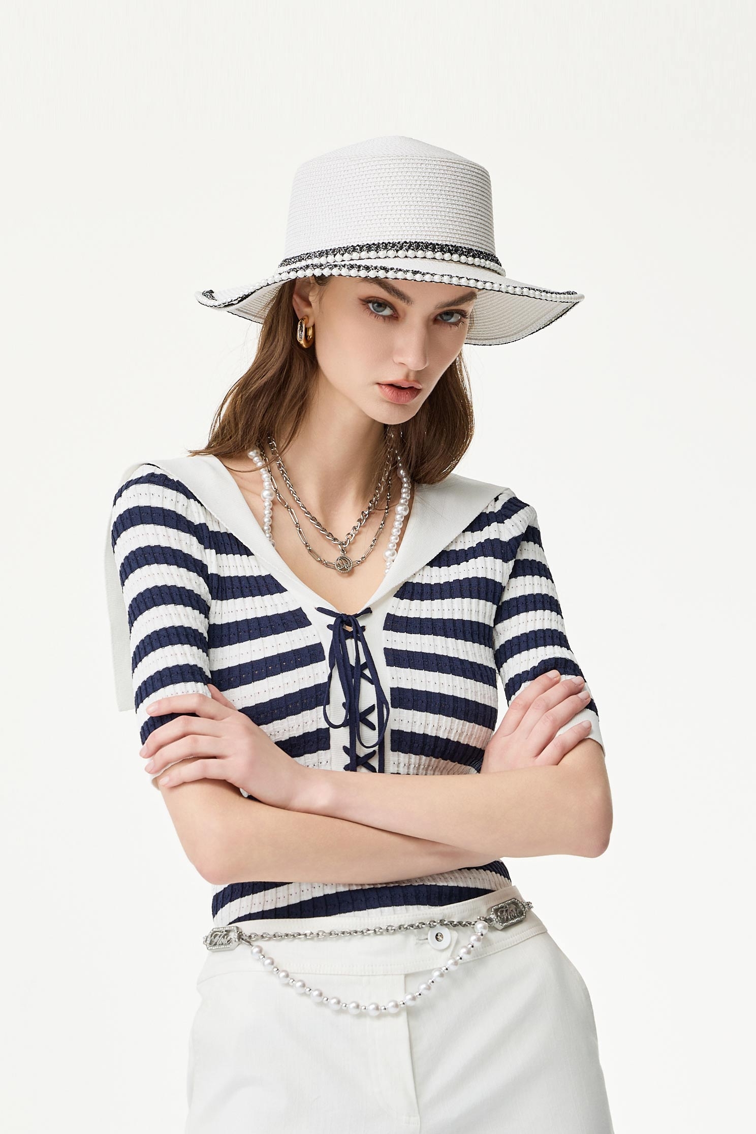 Classic Pearl Detail Braided HatClassic Pearl Detail Braided Hat,Season (SS) Look,pearl