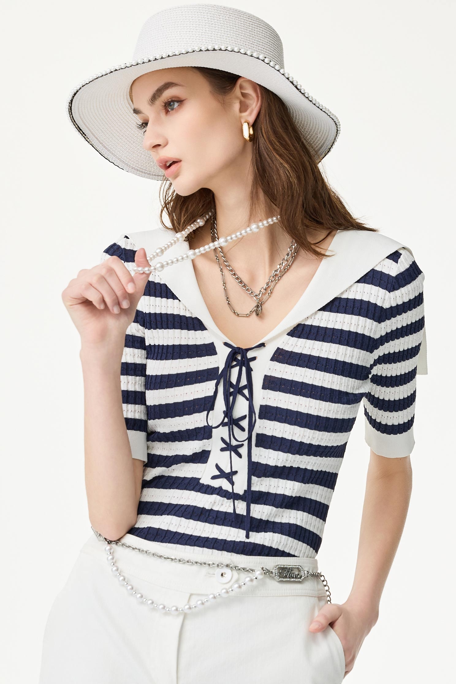 Classic Pearl Detail Braided HatClassic Pearl Detail Braided Hat,Season (SS) Look,pearl