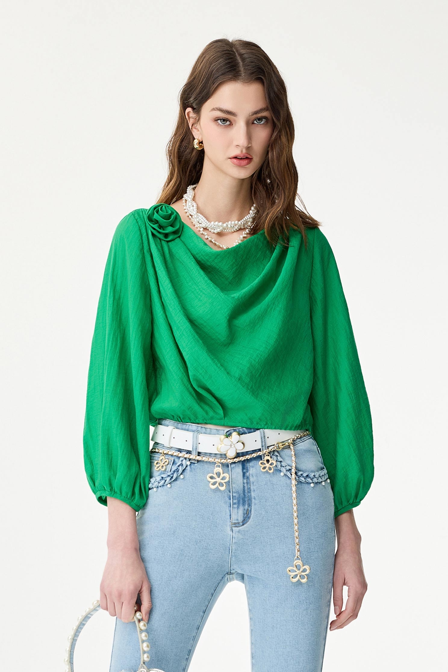 Diamonte Floral Leather BeltDiamonte Floral Leather Belt,Season (SS) Look,Leather