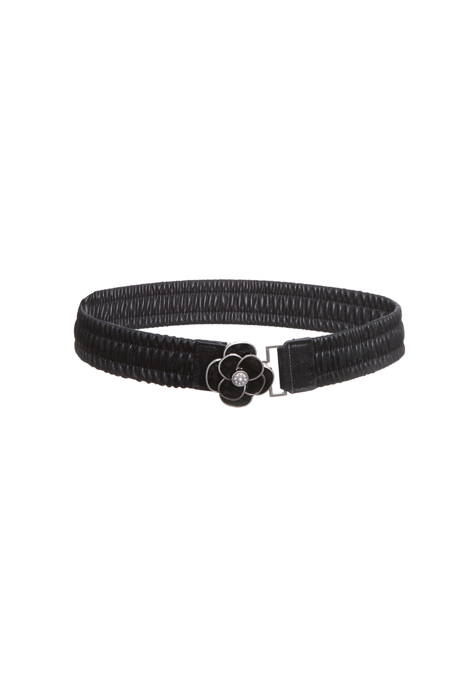 Floral Buckle Elastic Waist BeltFloral Buckle Elastic Waist Belt,Season (SS) Look,pearl,Belts,Leather