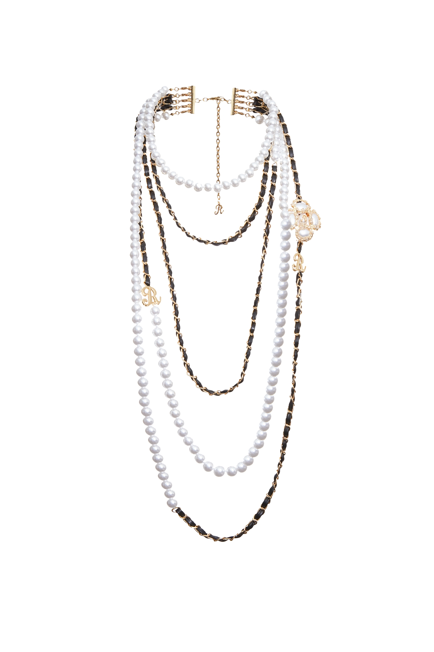 Multi Layer Pearl With Chain Long NecklaceMulti Layer Pearl With Chain Long Necklace,Season (SS) Look,Necklaces
