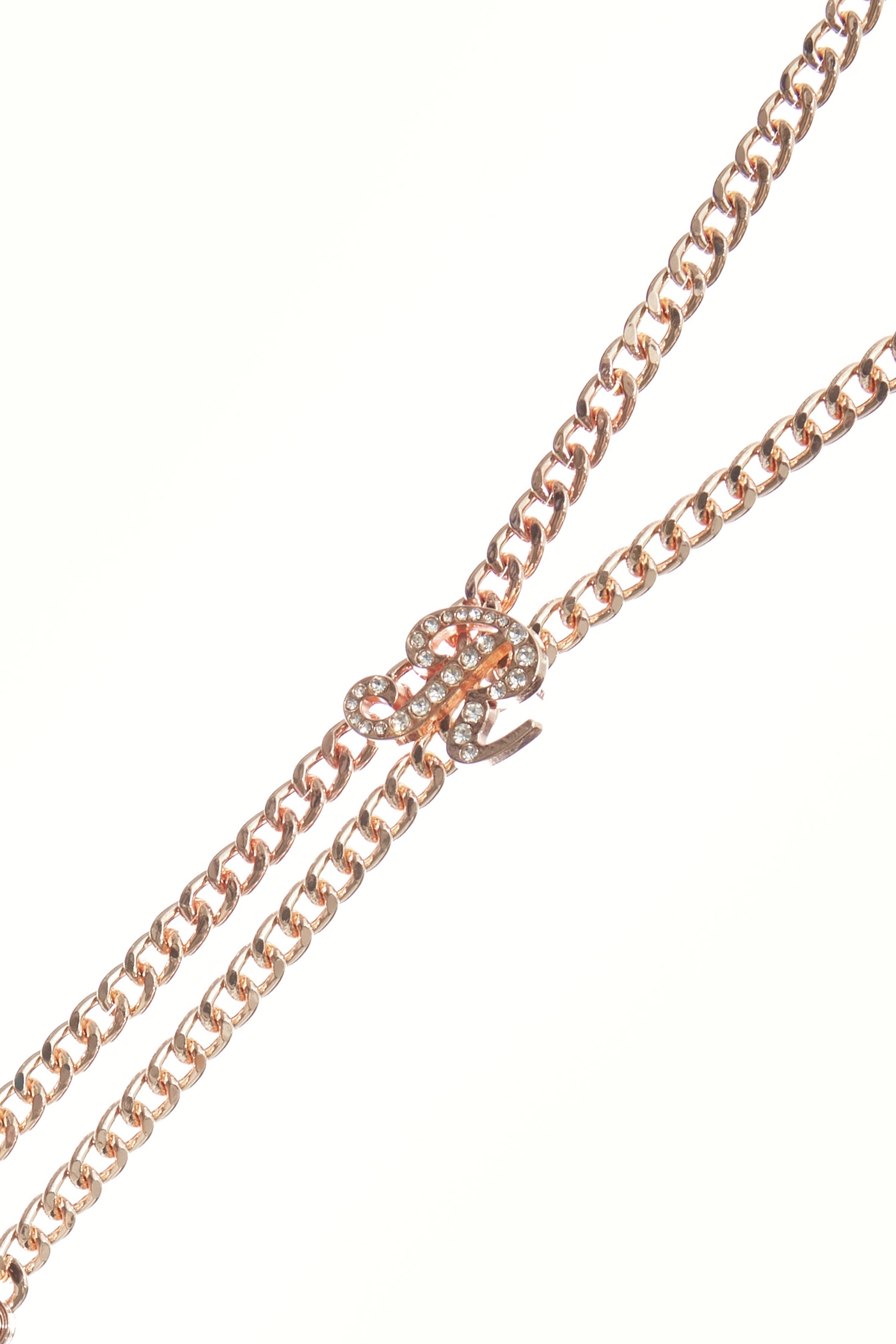 R Logo Layered Chain NecklaceR-Pendant Rhinestone Pearl Multi-Layer Necklace,pearl,Season (AW) Look,Necklaces