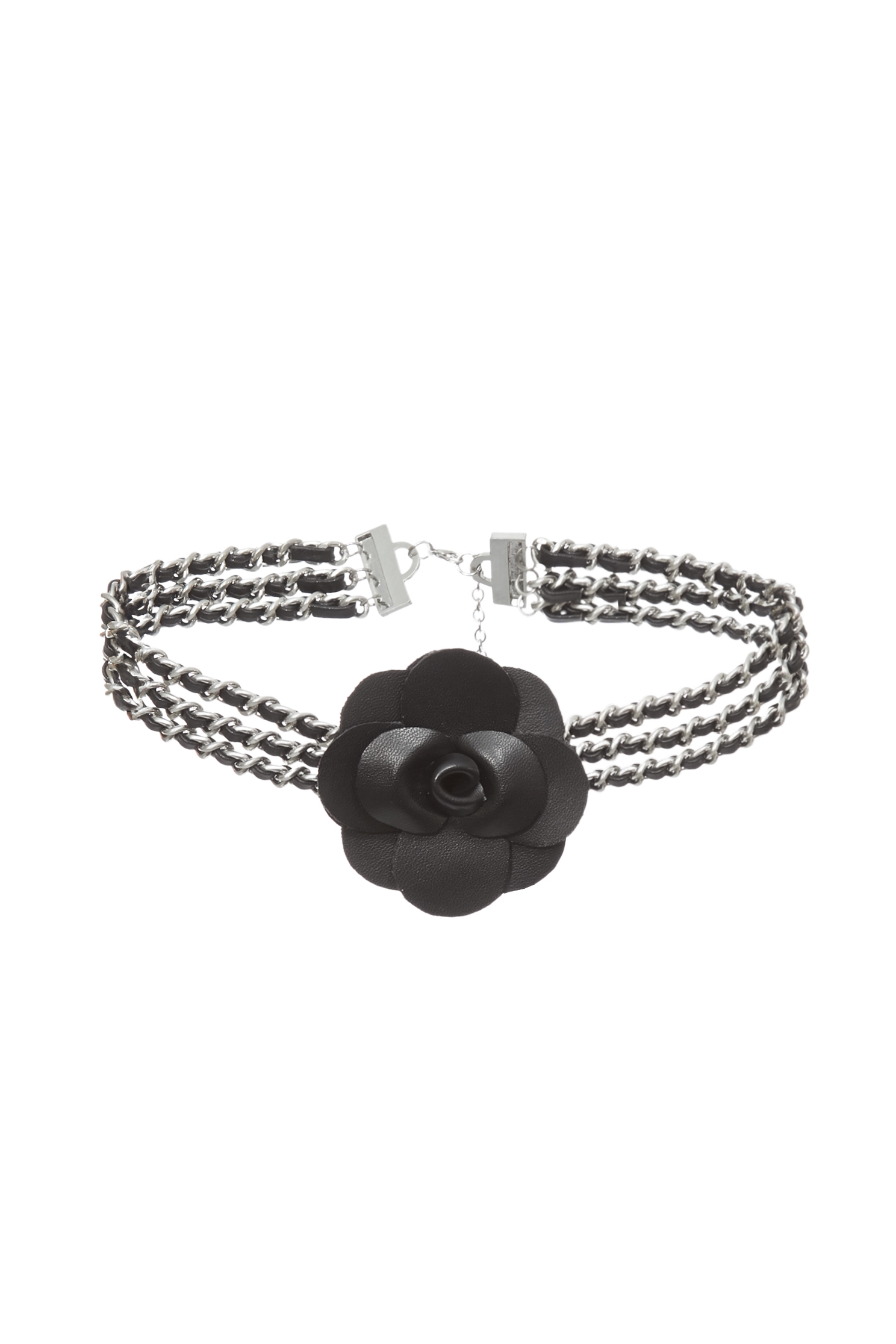 Floral Pendant Braided Chain ChokerFloral Pendant Braided Chain Choker,pearl,Season (AW) Look