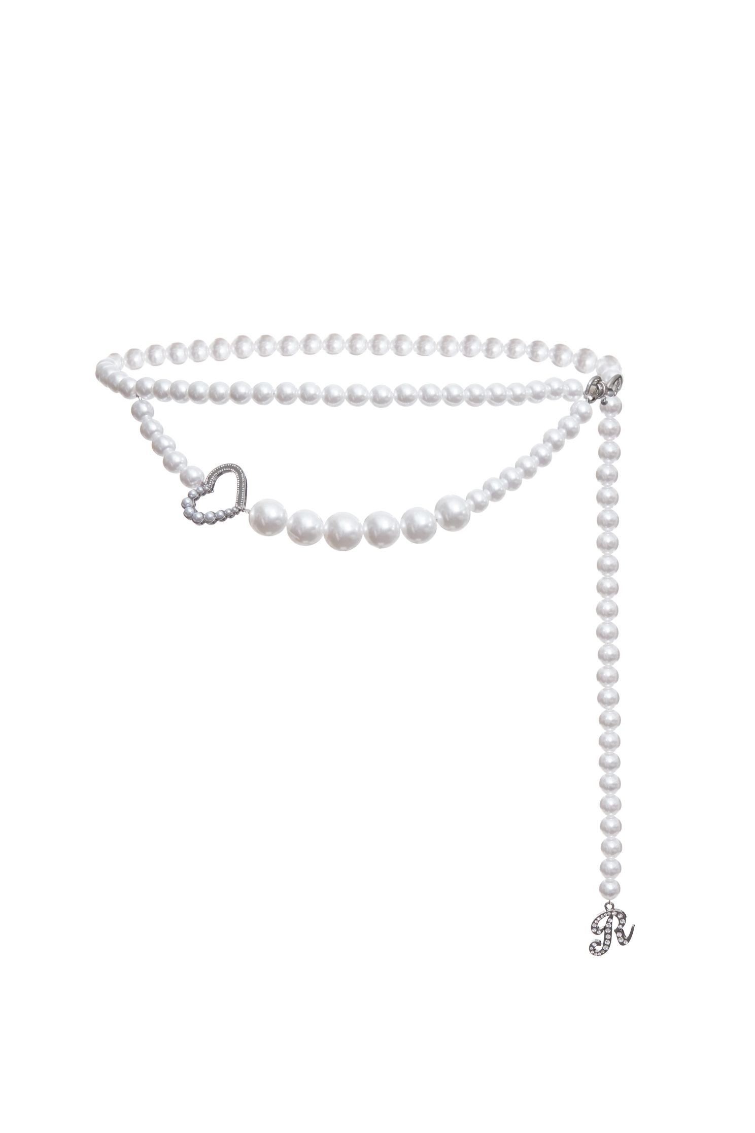 Classic Heart Detail Pearl Chain BeltClassic Heart Detail Pearl Chain Belt
