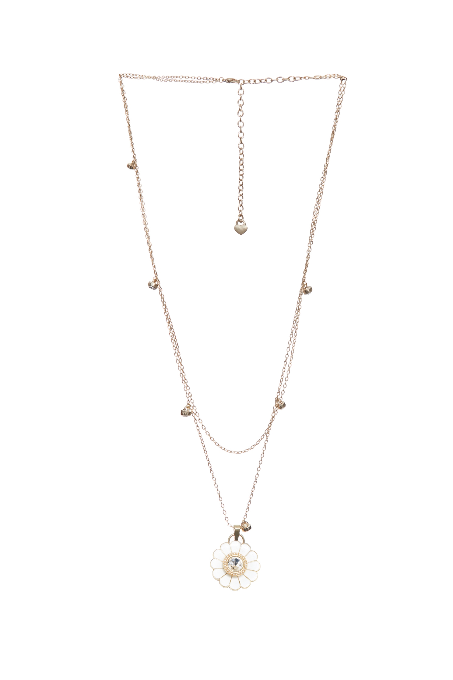 Floral Pendent Double Layer NecklaceFloral Pendent Double Layer Necklace,Season (SS) Look,pearl,Necklaces