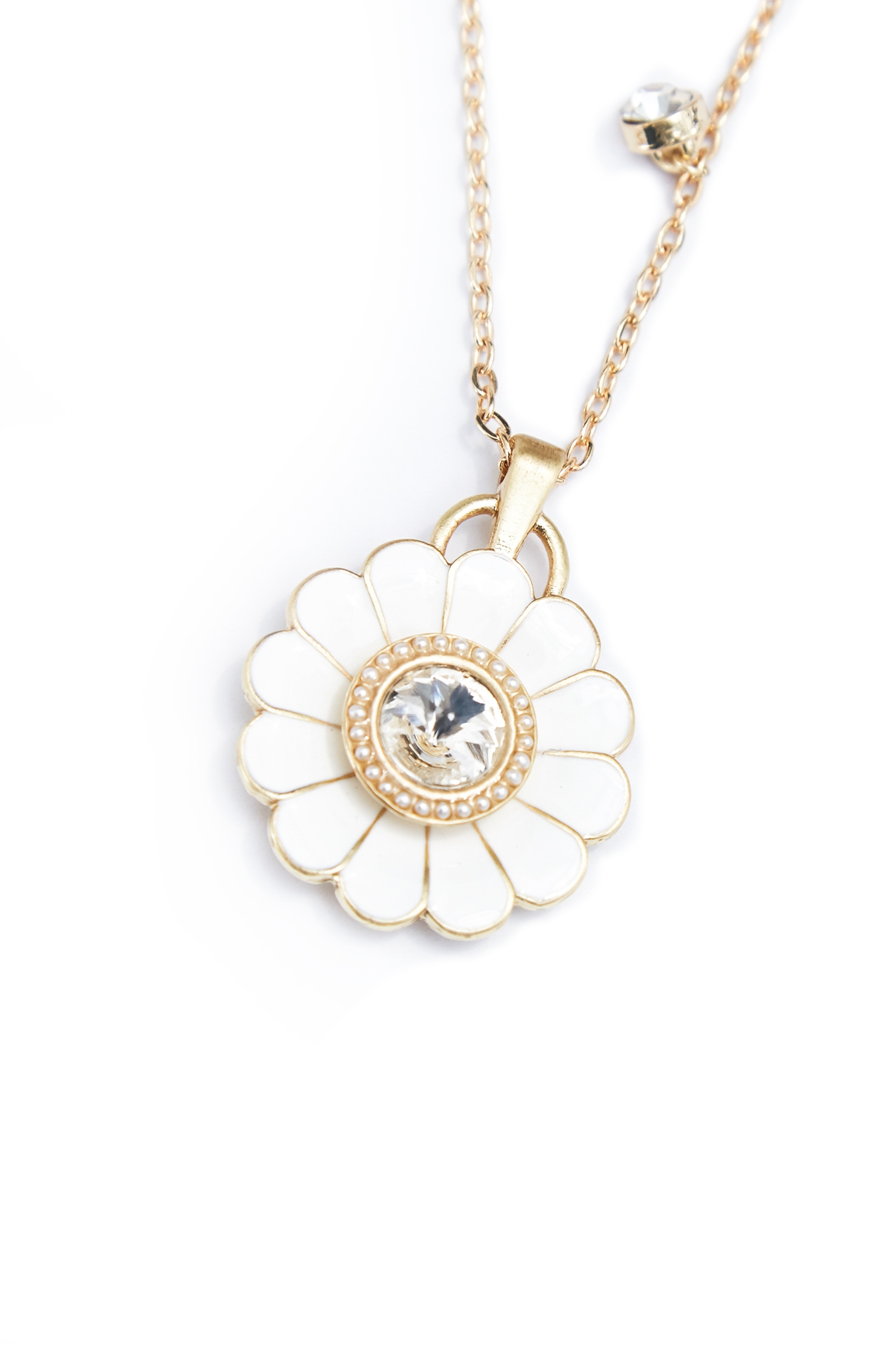 Floral Pendent Double Layer NecklaceFloral Pendent Double Layer Necklace,Season (SS) Look,pearl,Necklaces