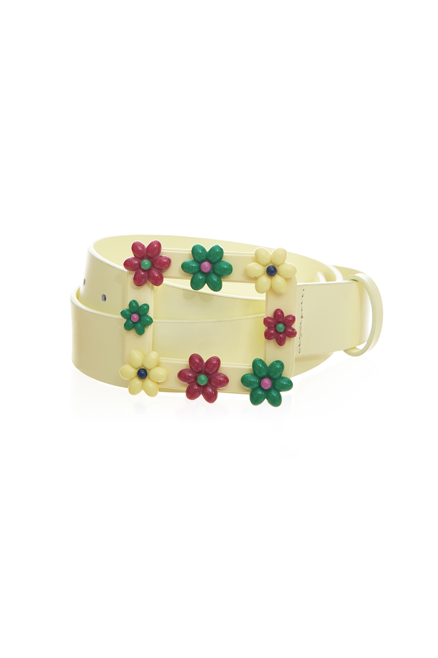 Floral Detail Leather BeltFloral Detail Leather Belt,Season (SS) Look,Belts,Leather