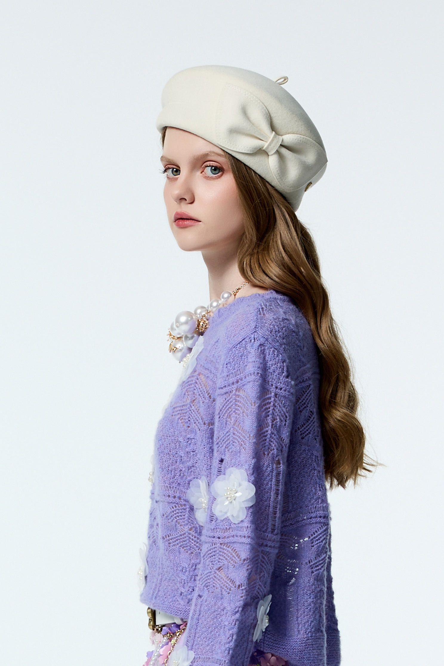 Bow Detail Woolen Beret HatBow Detail Woolen Beret Hat,Season (AW) Look,bows