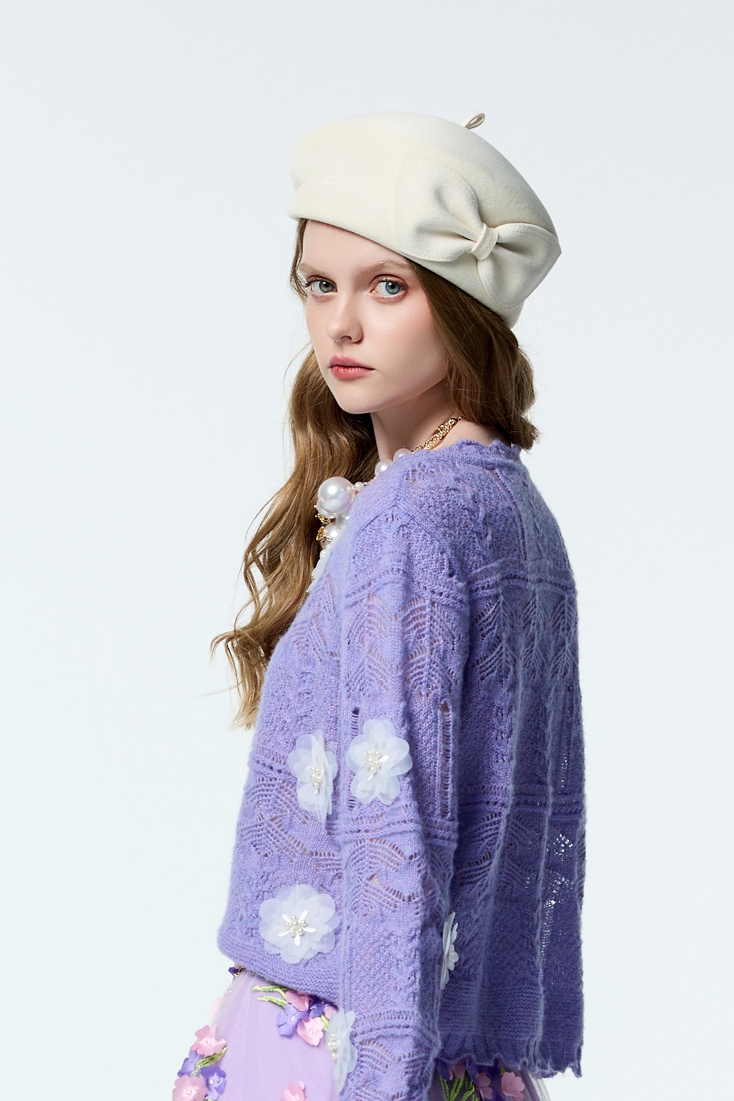 Bow Detail Woolen Beret HatBow Detail Woolen Beret Hat,Season (AW) Look,bows