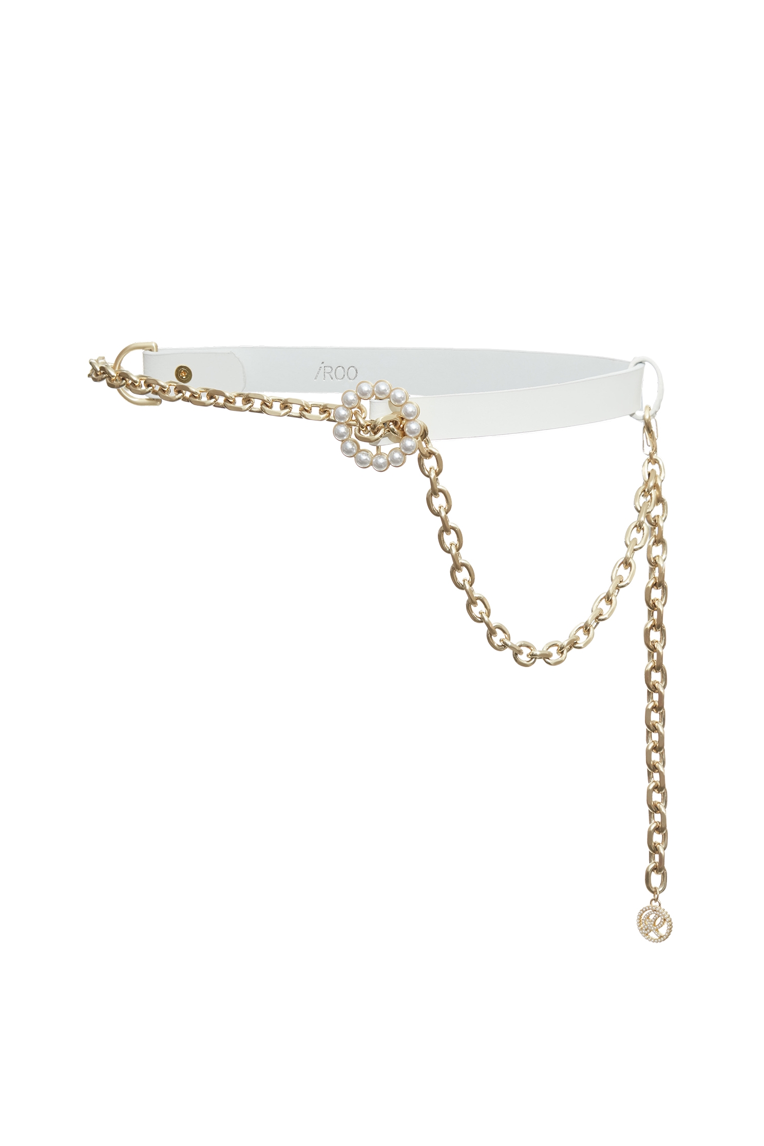 Pearl Detail Asymmetric BeltPearl Detail Asymmetric Belt,pearl,Belts,Leather,Season (AW) Look