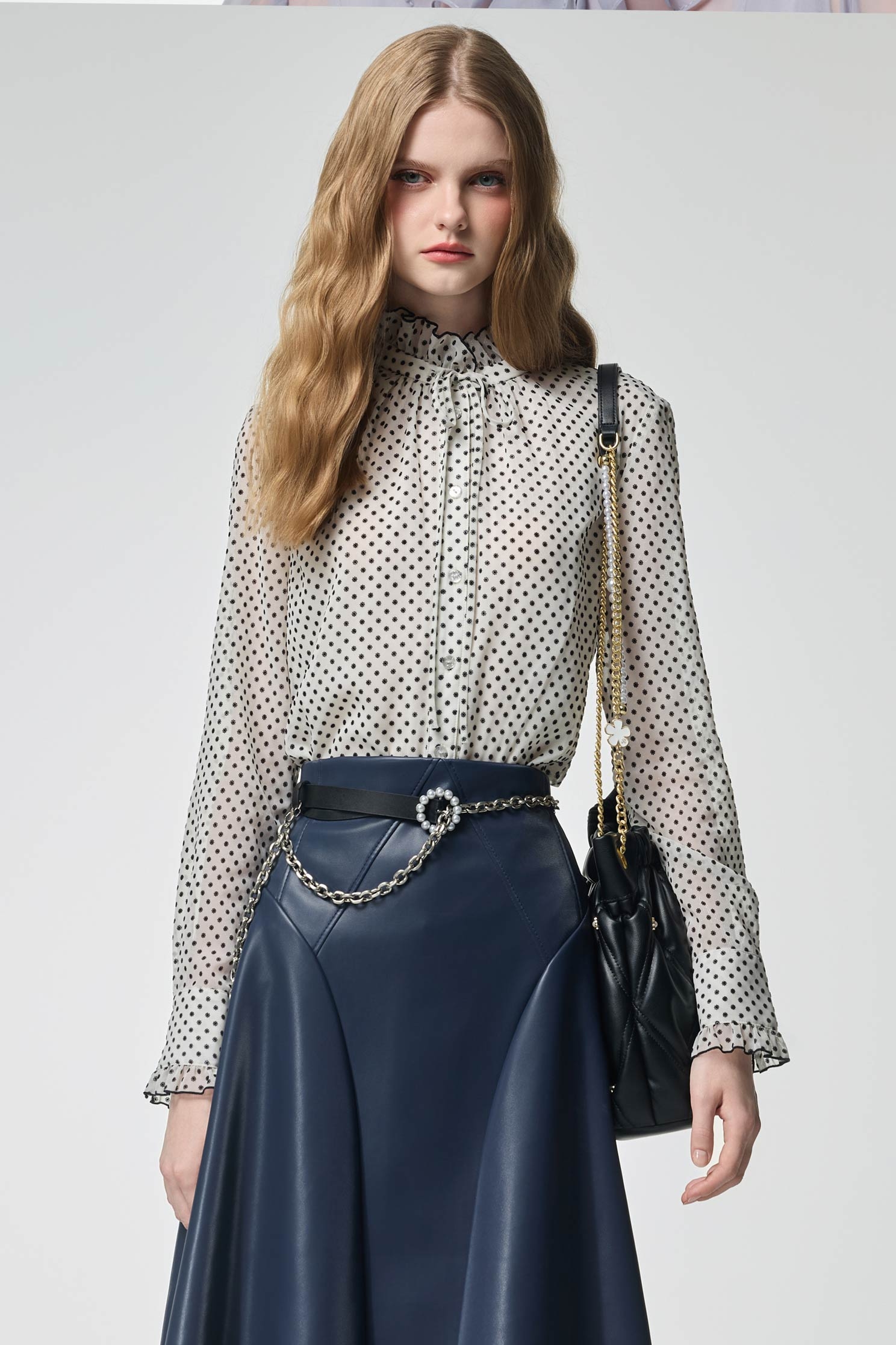 Pearl Detail Asymmetric BeltPearl Detail Asymmetric Belt,pearl,Belts,Leather,Season (AW) Look